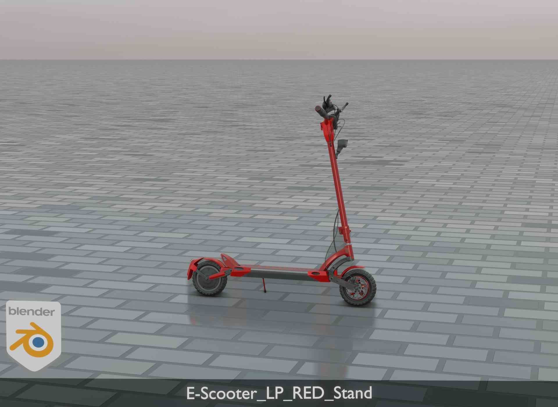 Offroad E-Scooter Red Low-poly 3D model_83