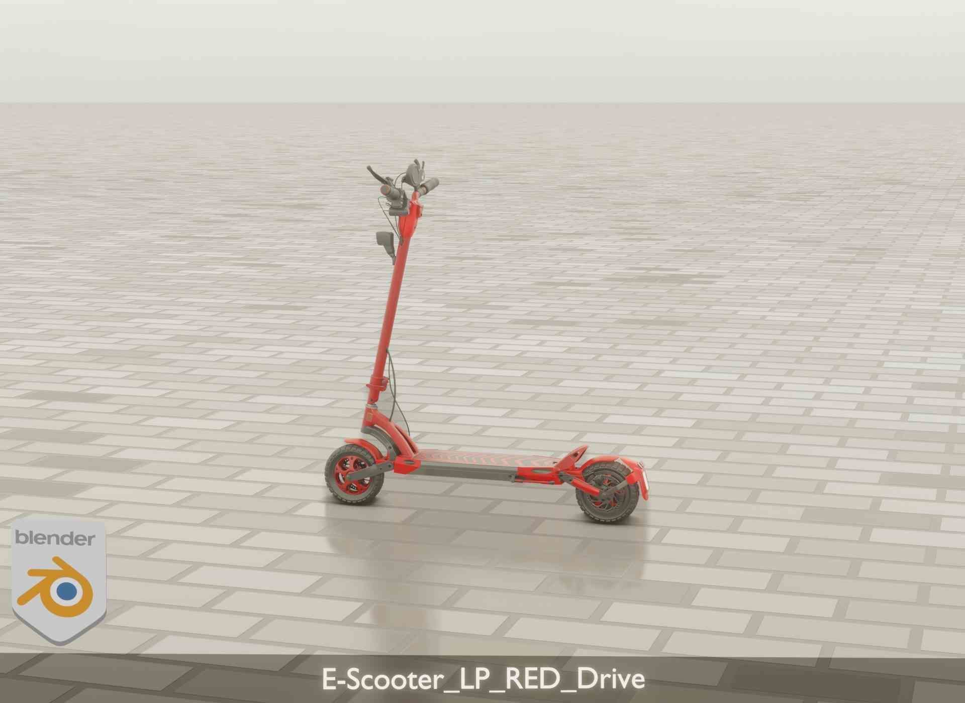 Offroad E-Scooter Red Low-poly 3D model_51