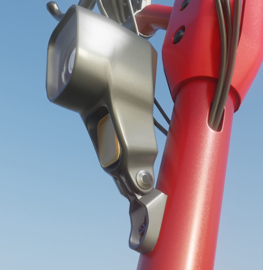 Offroad E-Scooter Red Low-poly 3D model_16