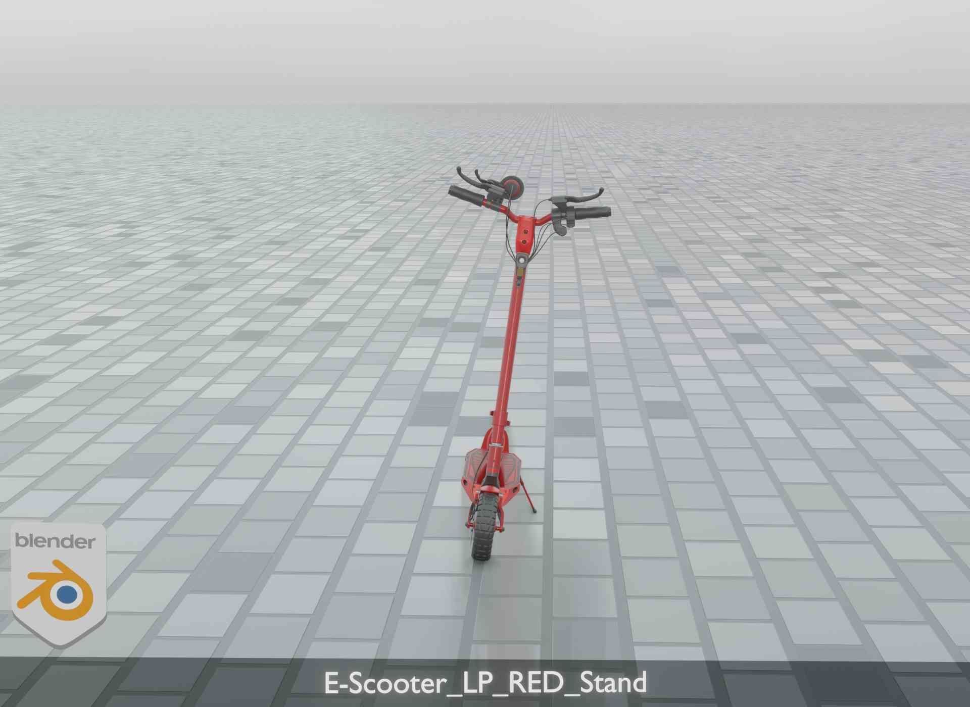 Offroad E-Scooter Red Low-poly 3D model_94