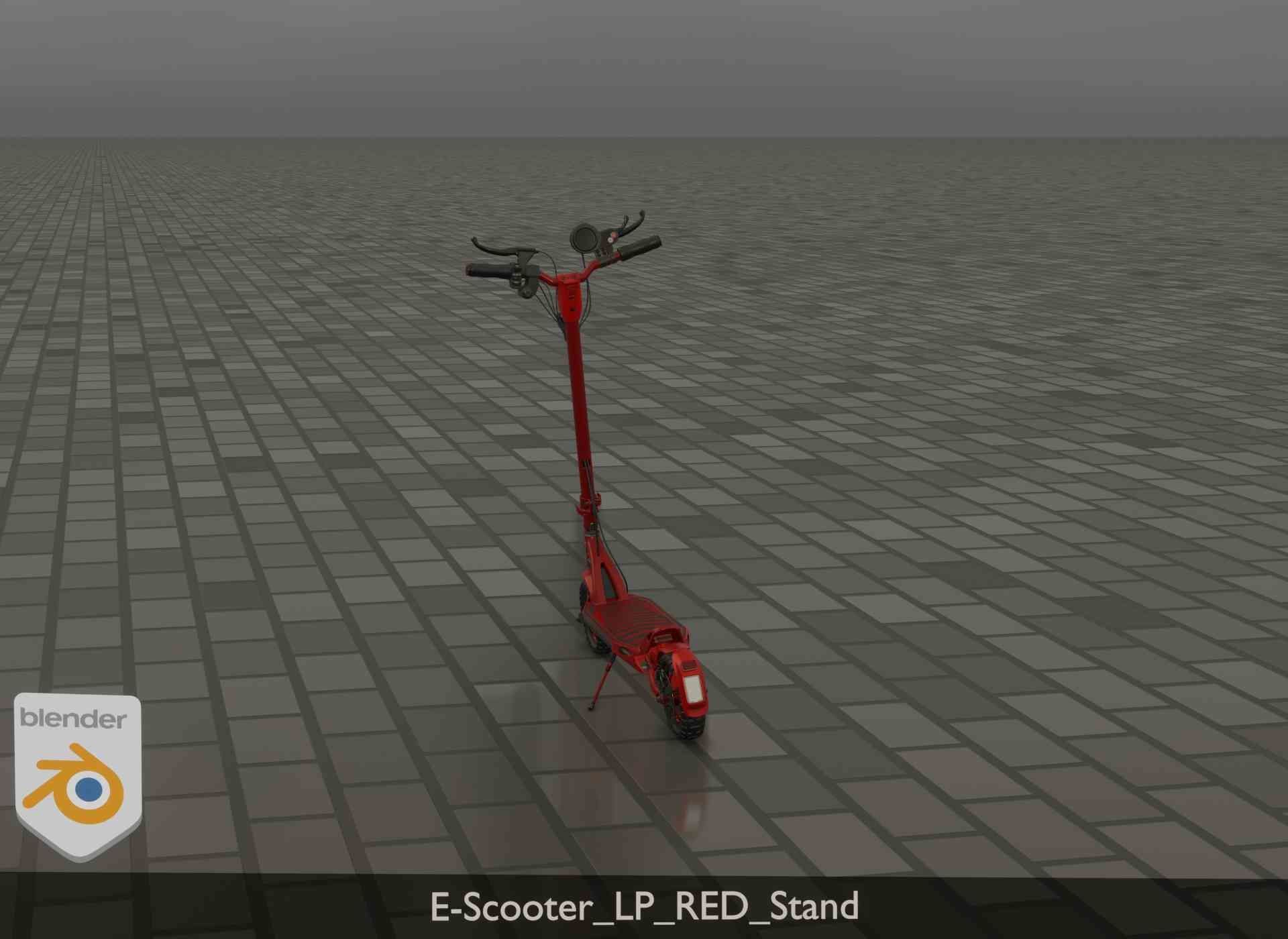 Offroad E-Scooter Red Low-poly 3D model_98