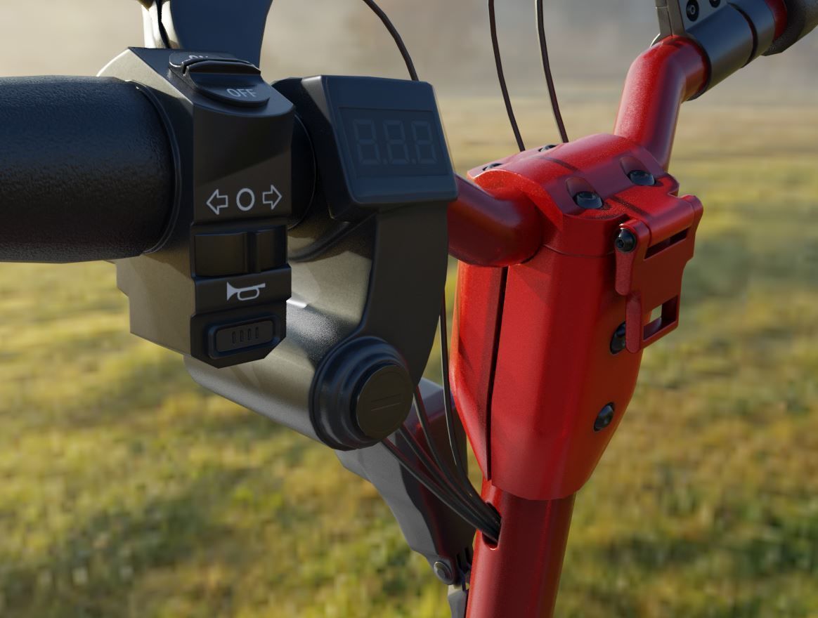 Offroad E-Scooter Red Low-poly 3D model_15