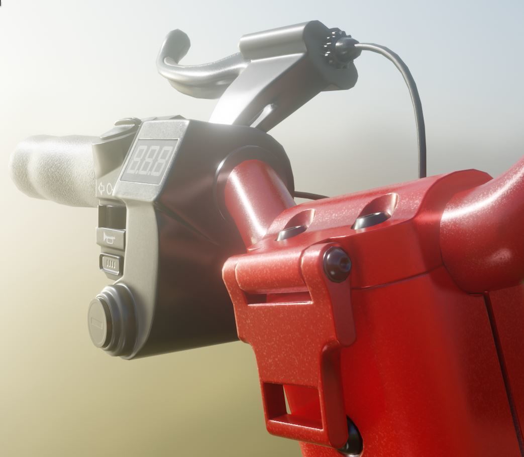 Offroad E-Scooter Red Low-poly 3D model_2