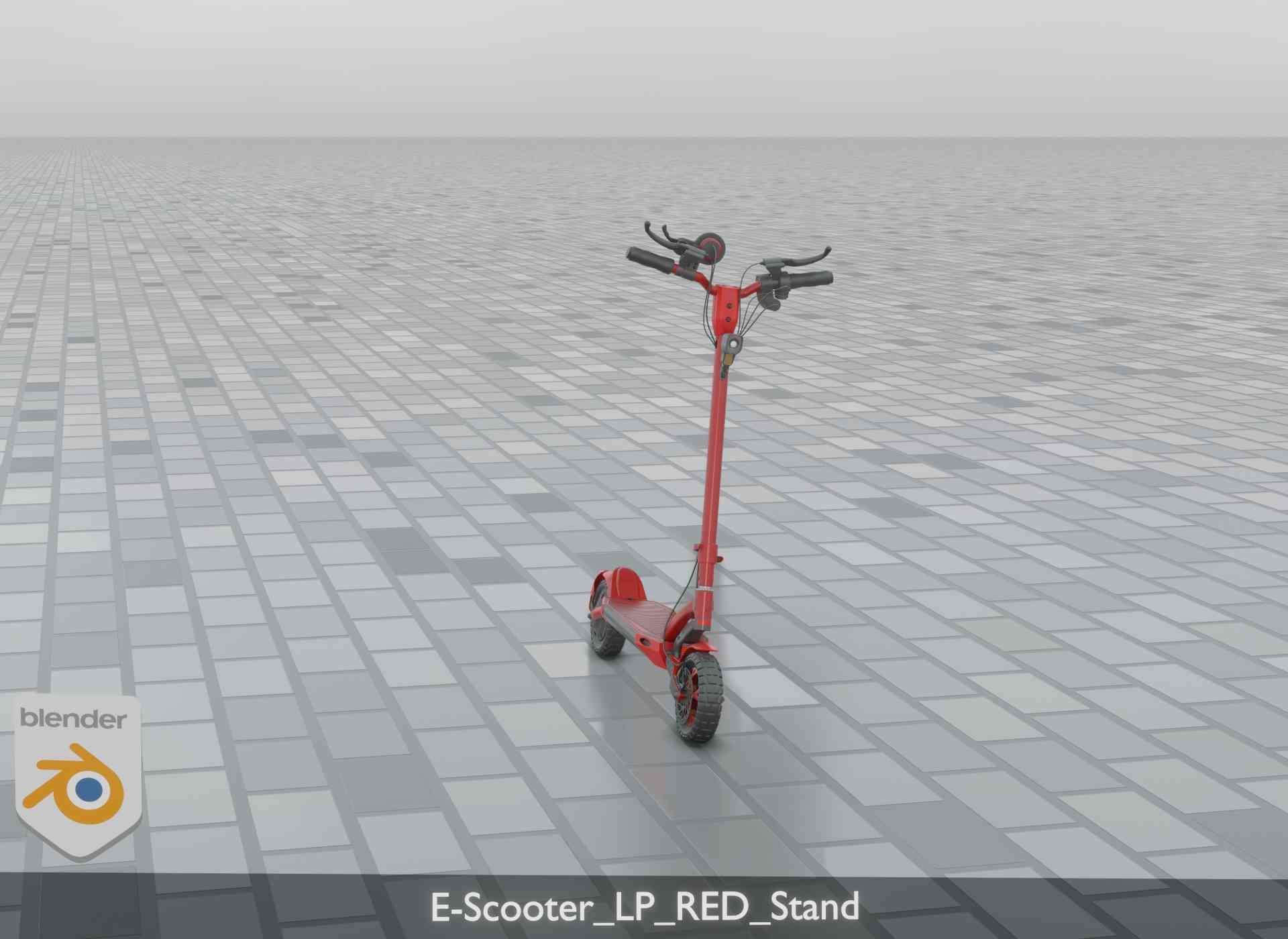 Offroad E-Scooter Red Low-poly 3D model_88