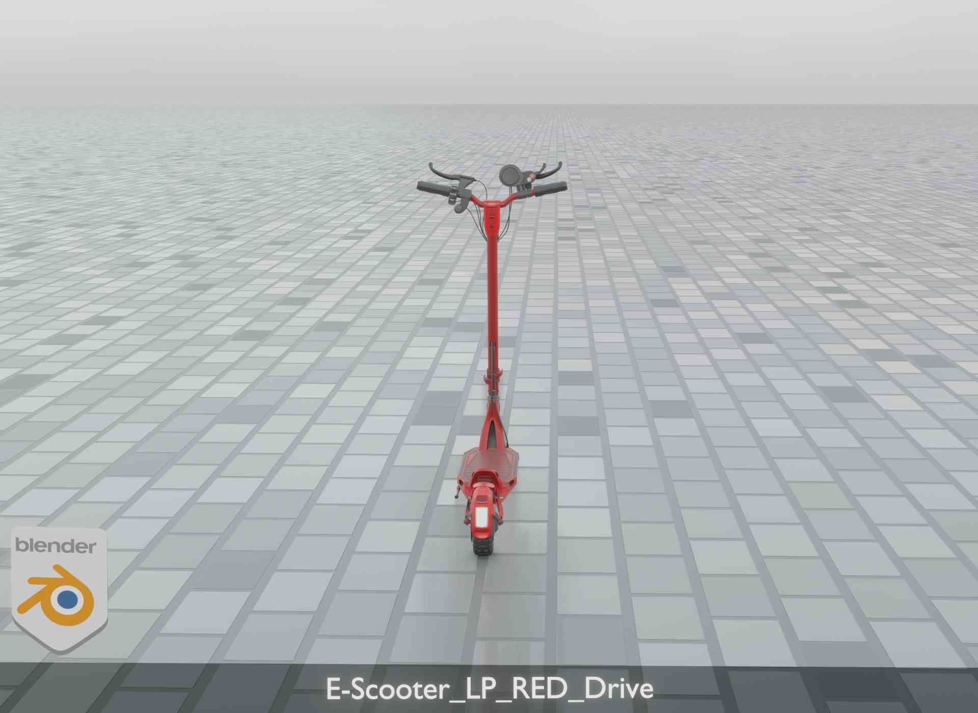 Offroad E-Scooter Red Low-poly 3D model_24