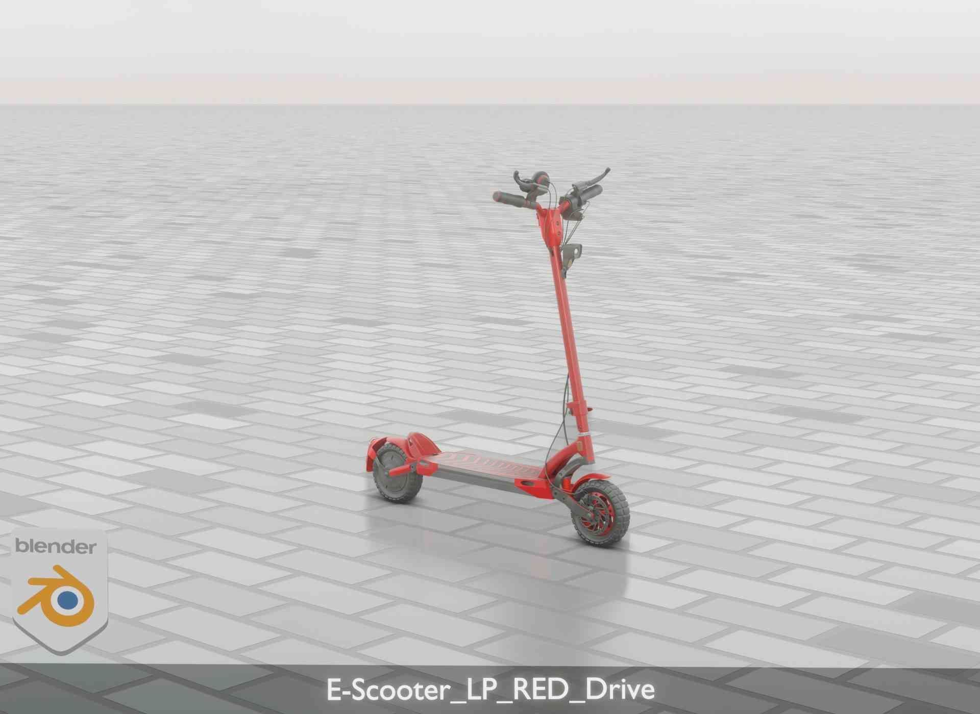Offroad E-Scooter Red Low-poly 3D model_69