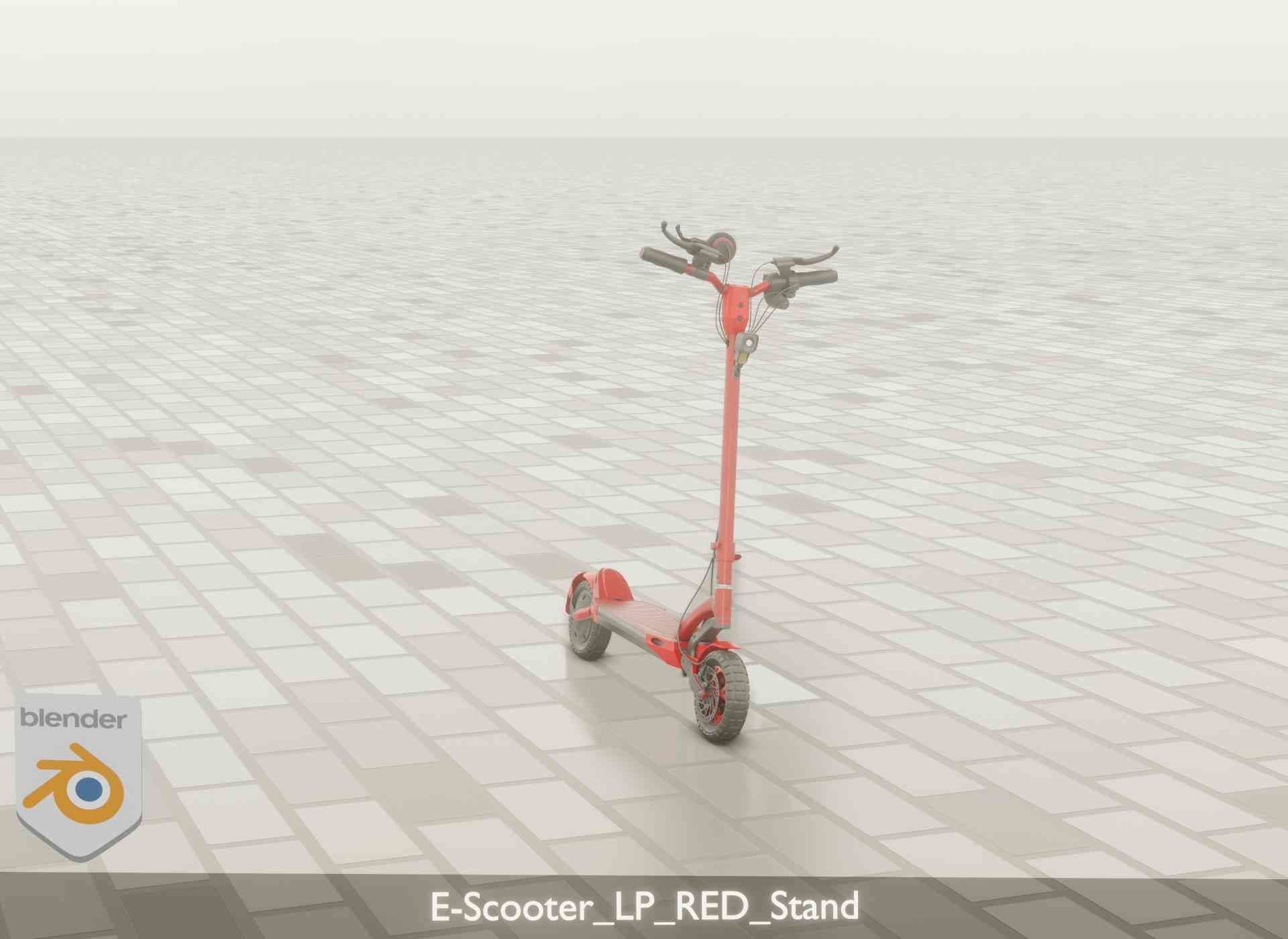 Offroad E-Scooter Red Low-poly 3D model_116