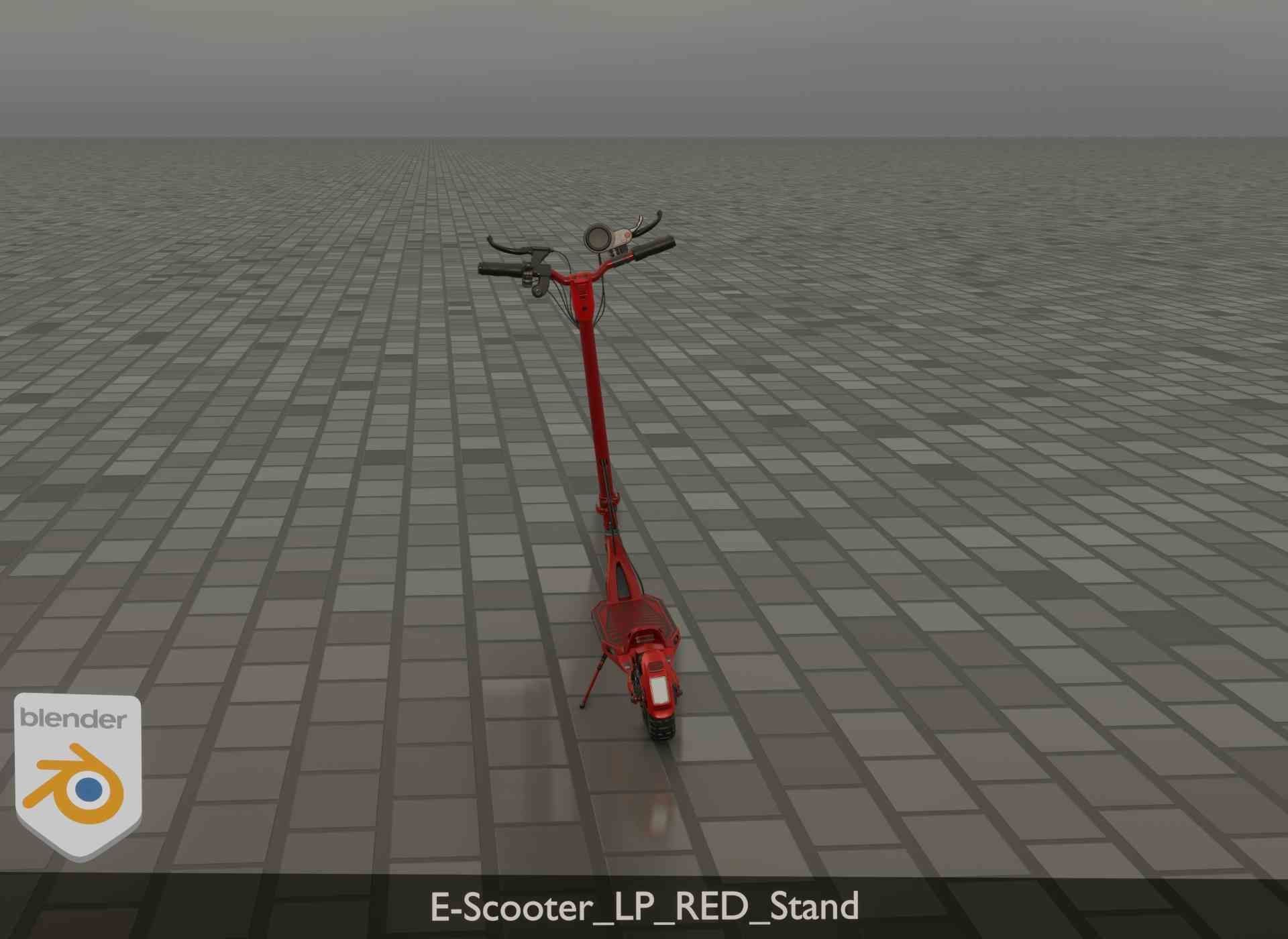 Offroad E-Scooter Red Low-poly 3D model_97