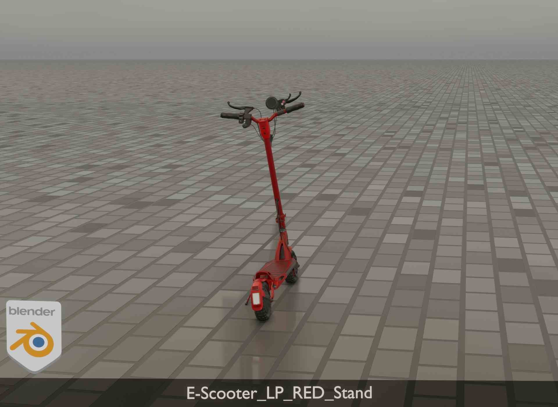 Offroad E-Scooter Red Low-poly 3D model_101
