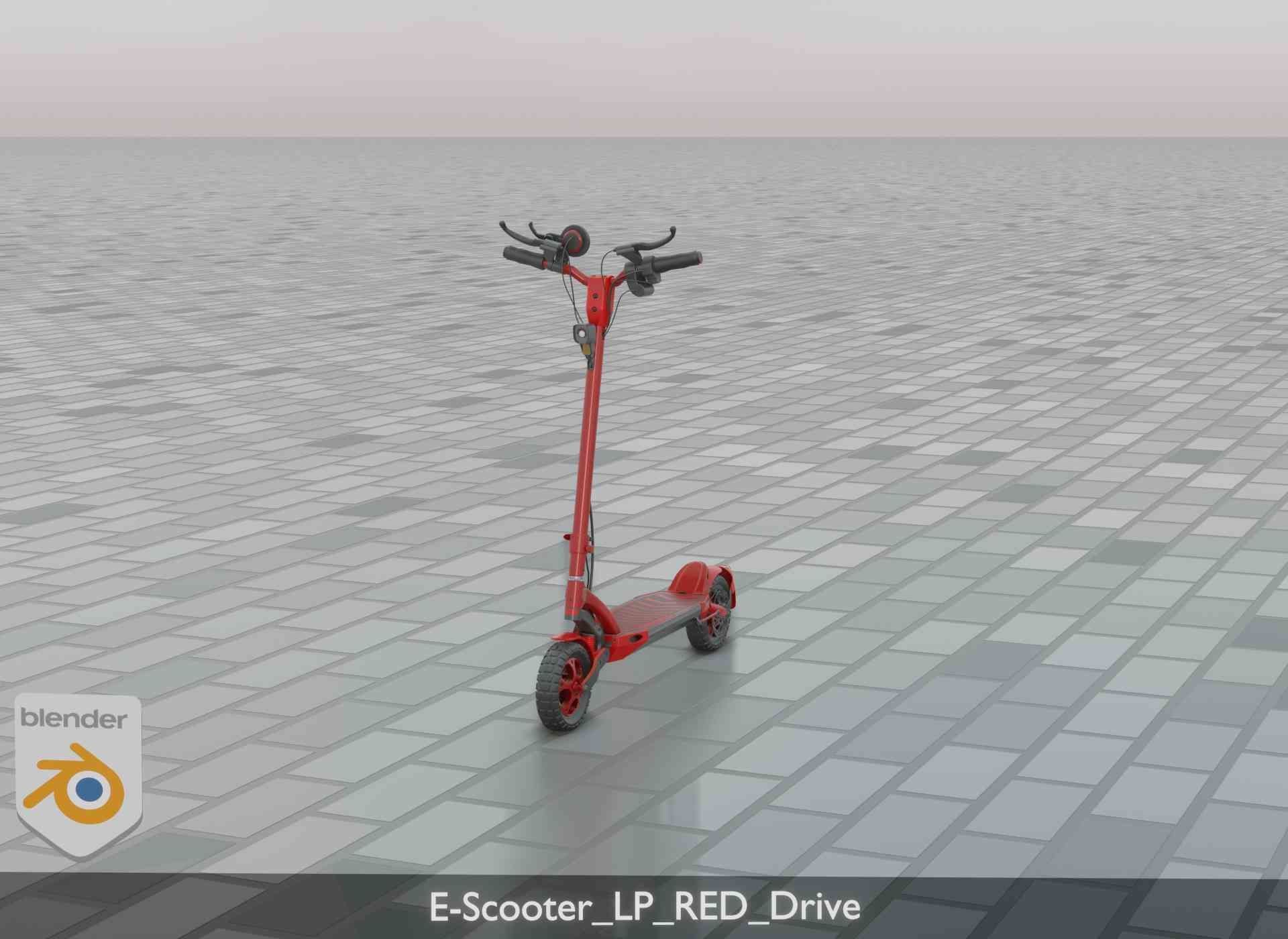 Offroad E-Scooter Red Low-poly 3D model_76