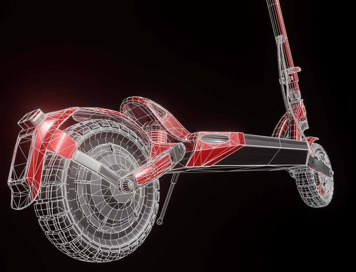Offroad E-Scooter Red Low-poly 3D model_5
