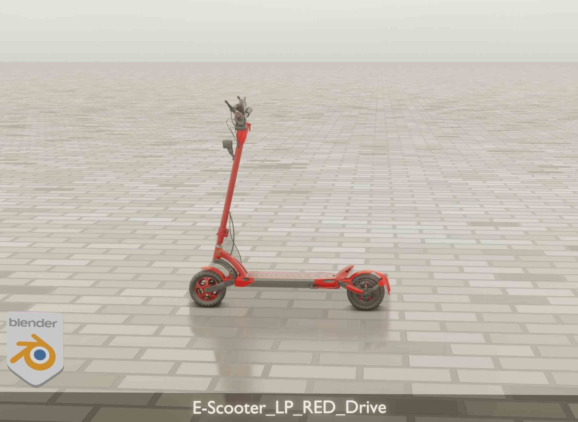 Offroad E-Scooter Red Low-poly 3D model_48