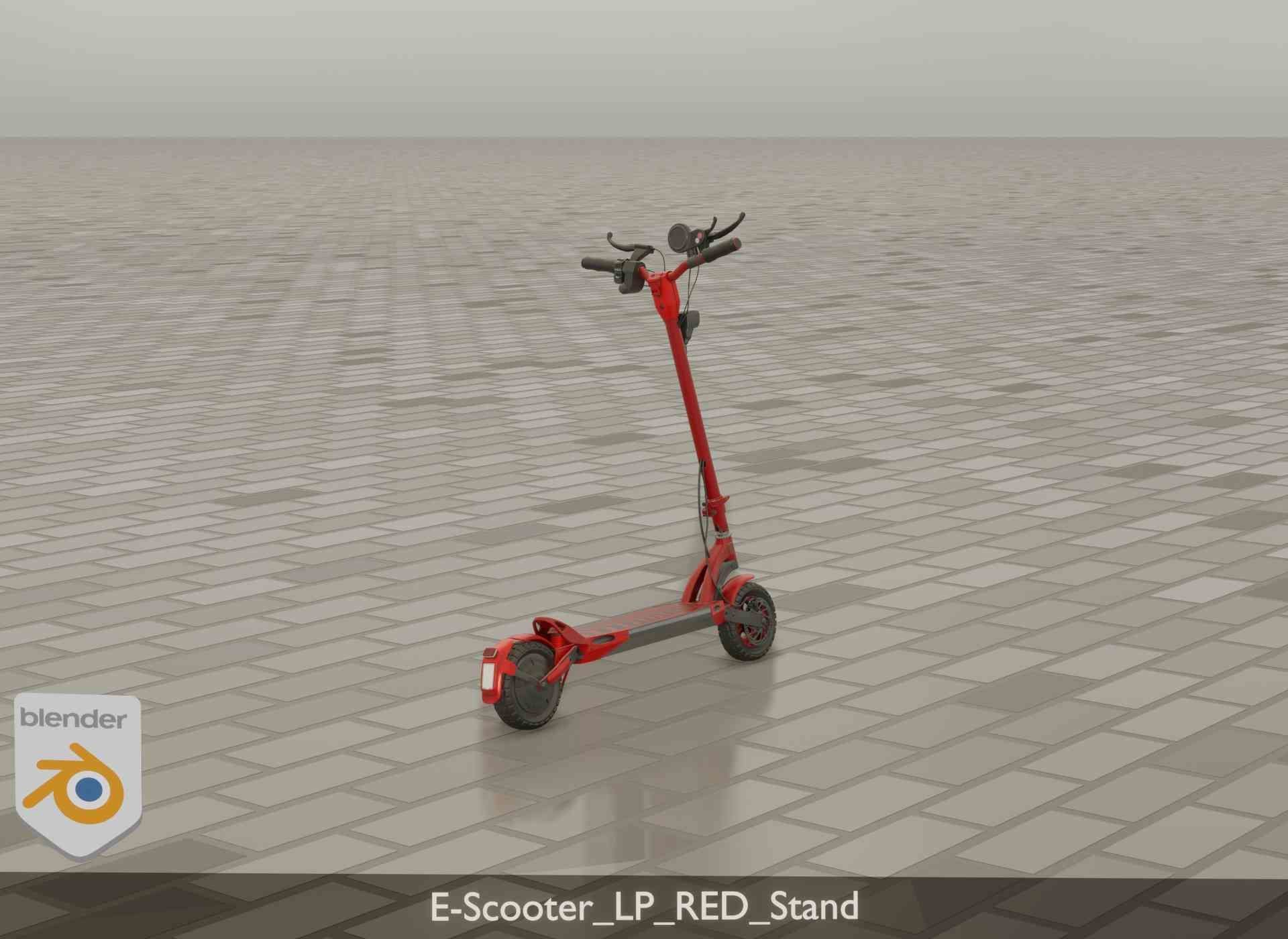 Offroad E-Scooter Red Low-poly 3D model_105