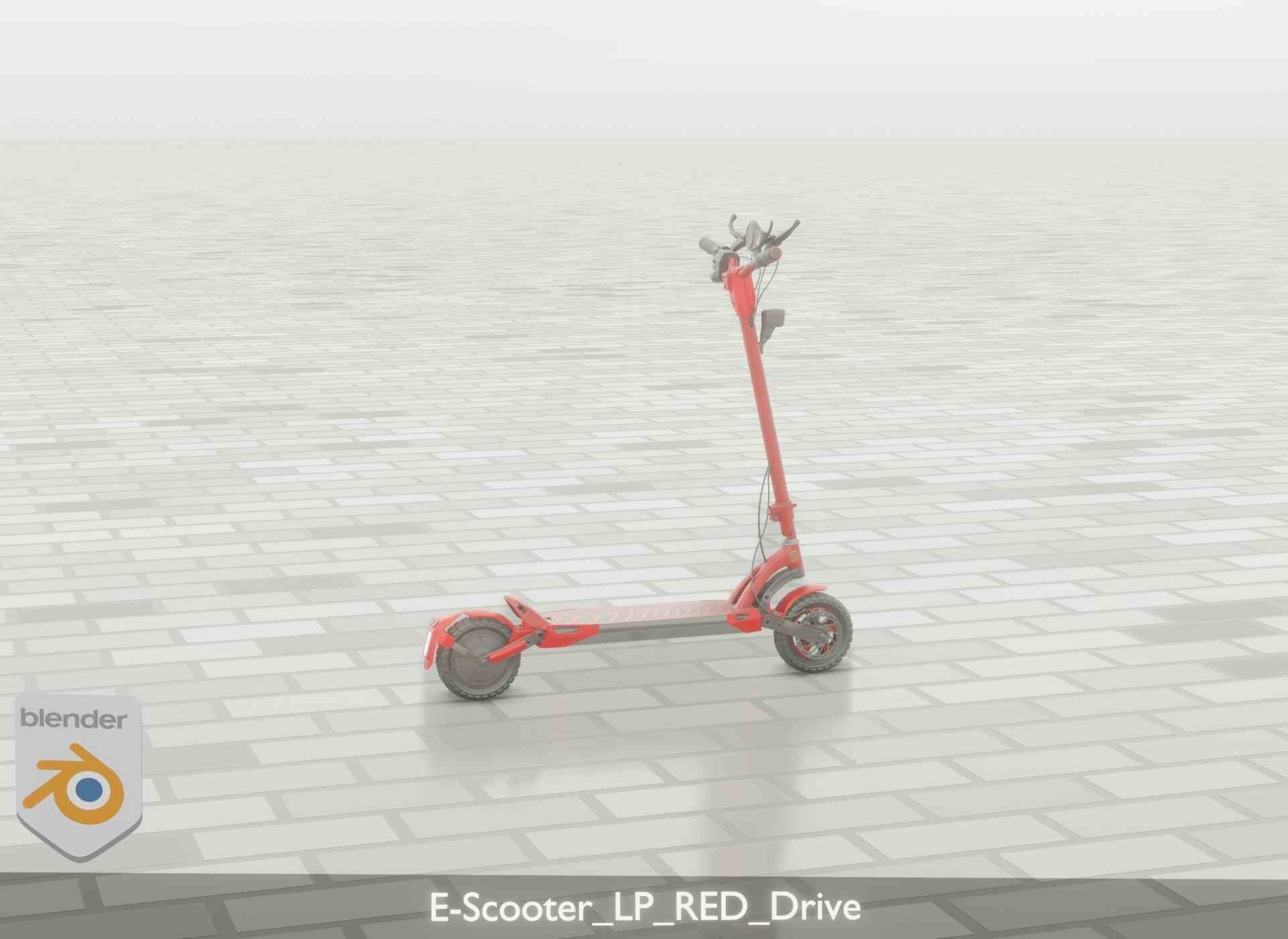 Offroad E-Scooter Red Low-poly 3D model_65
