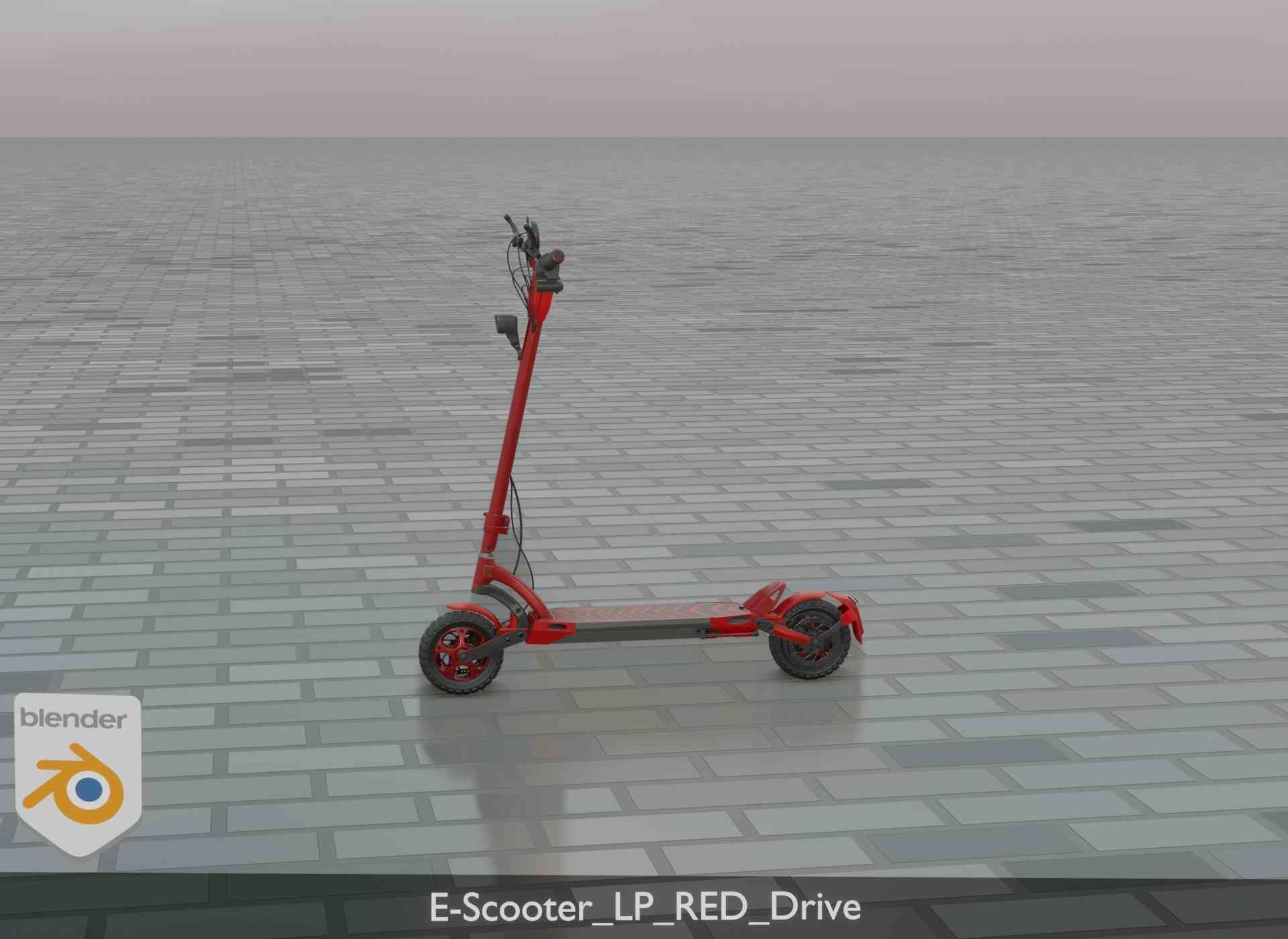 Offroad E-Scooter Red Low-poly 3D model_79