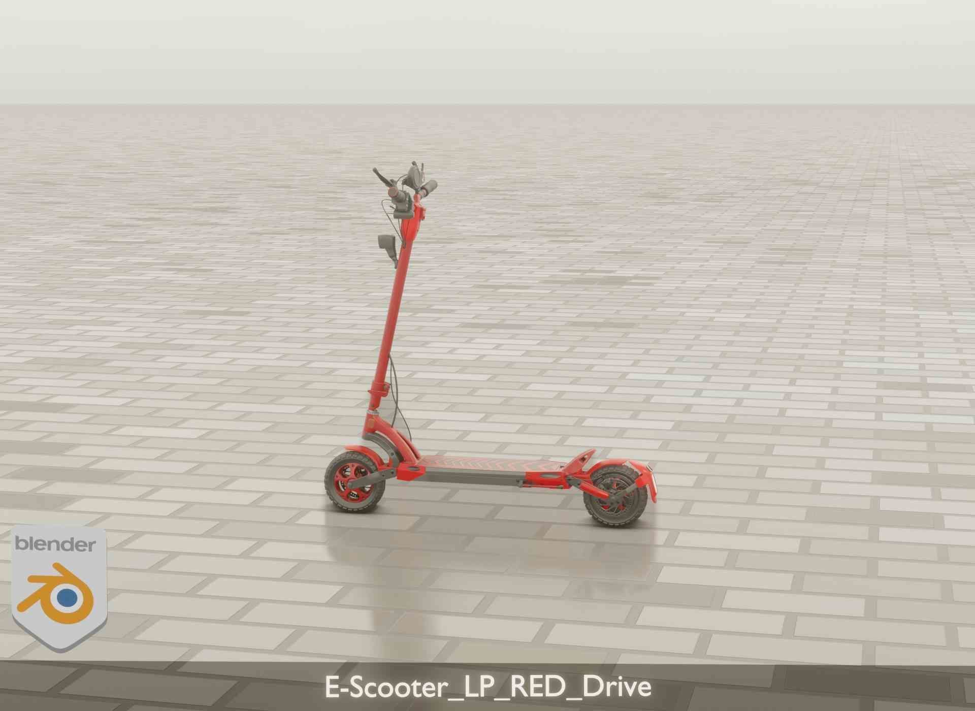 Offroad E-Scooter Red Low-poly 3D model_50