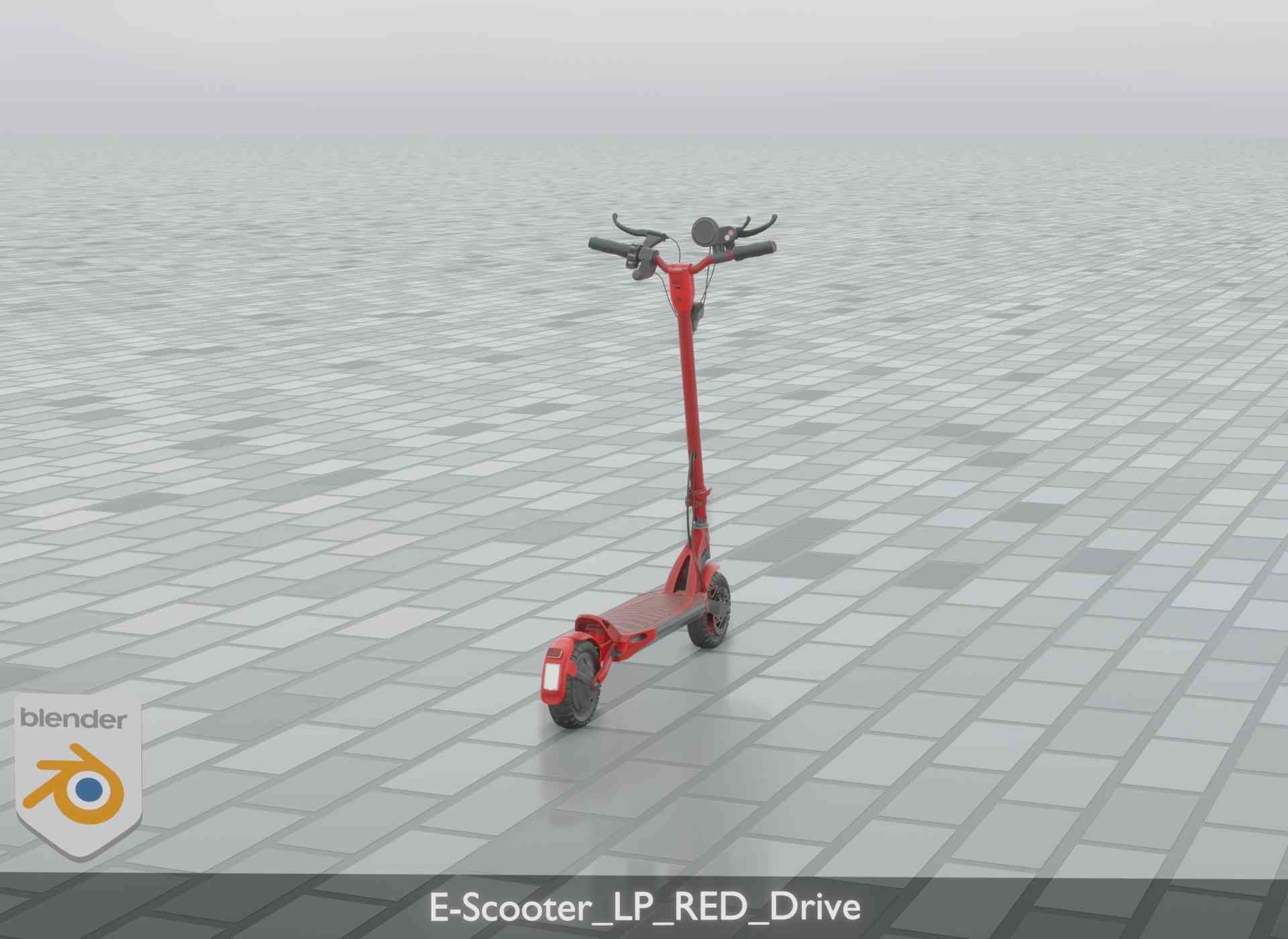 Offroad E-Scooter Red Low-poly 3D model_29