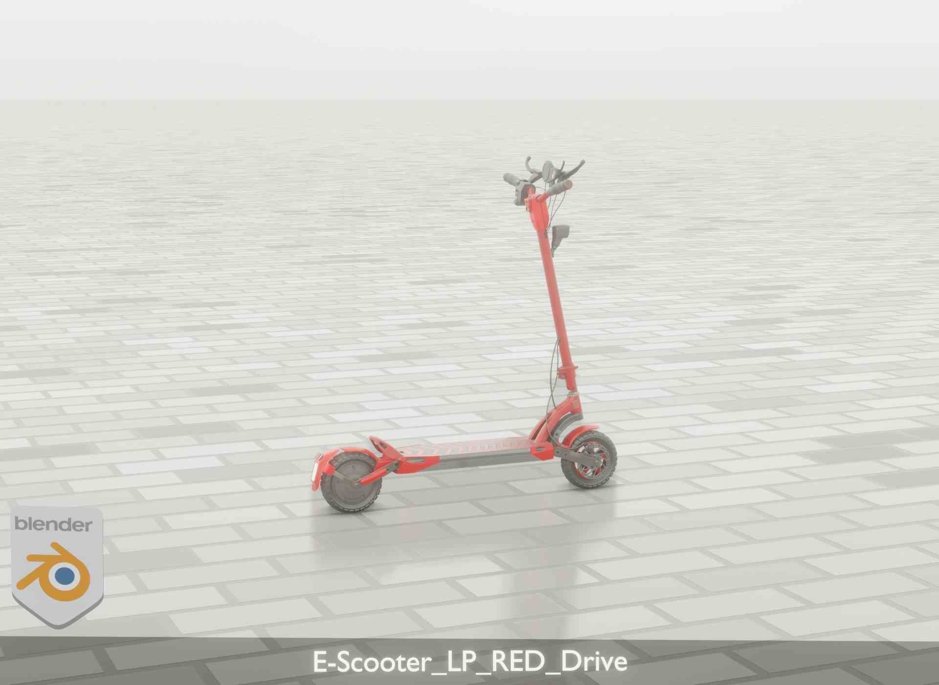 Offroad E-Scooter Red Low-poly 3D model_64