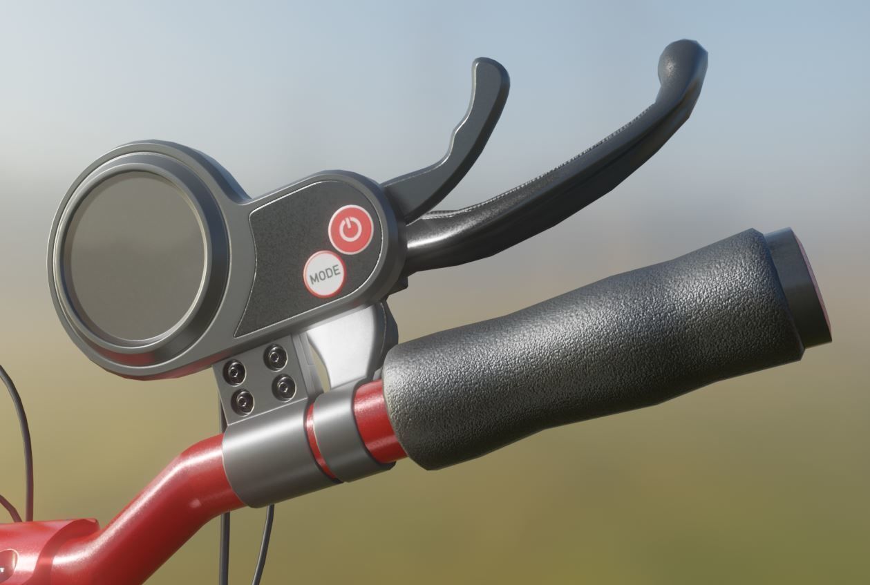 Offroad E-Scooter Red Low-poly 3D model_11