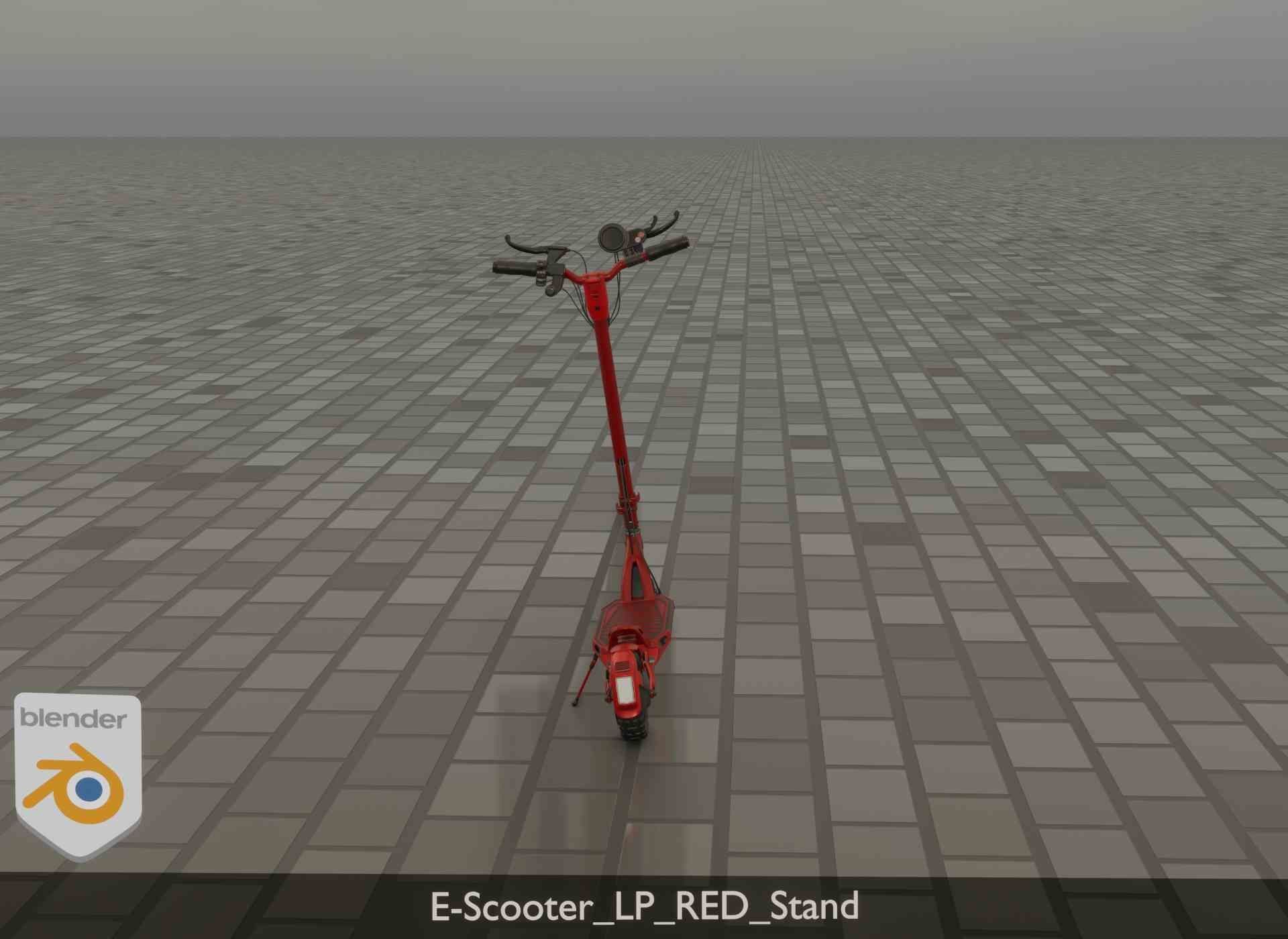 Offroad E-Scooter Red Low-poly 3D model_100