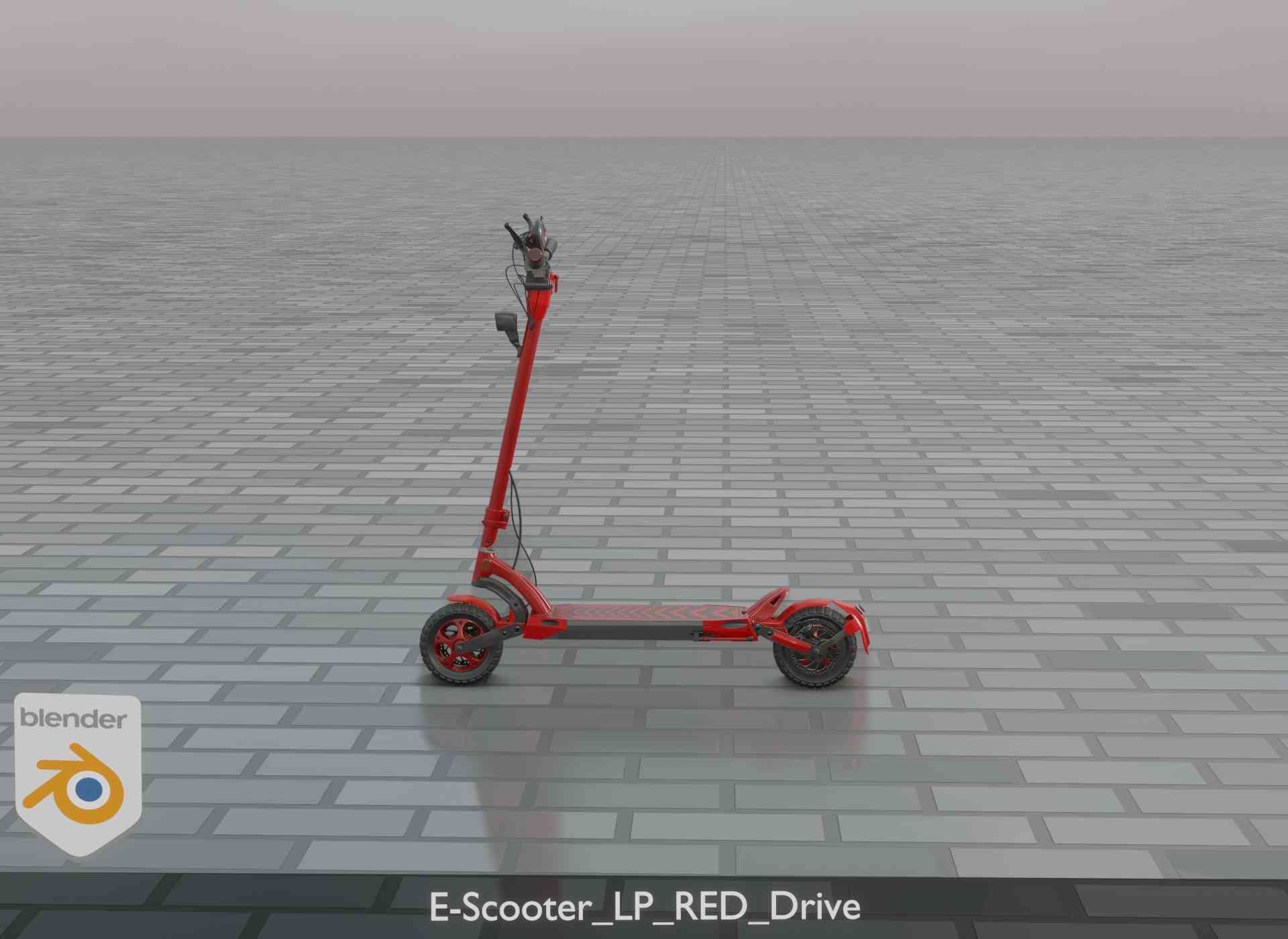 Offroad E-Scooter Red Low-poly 3D model_82