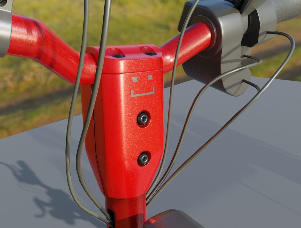 Offroad E-Scooter Red Low-poly 3D model_12