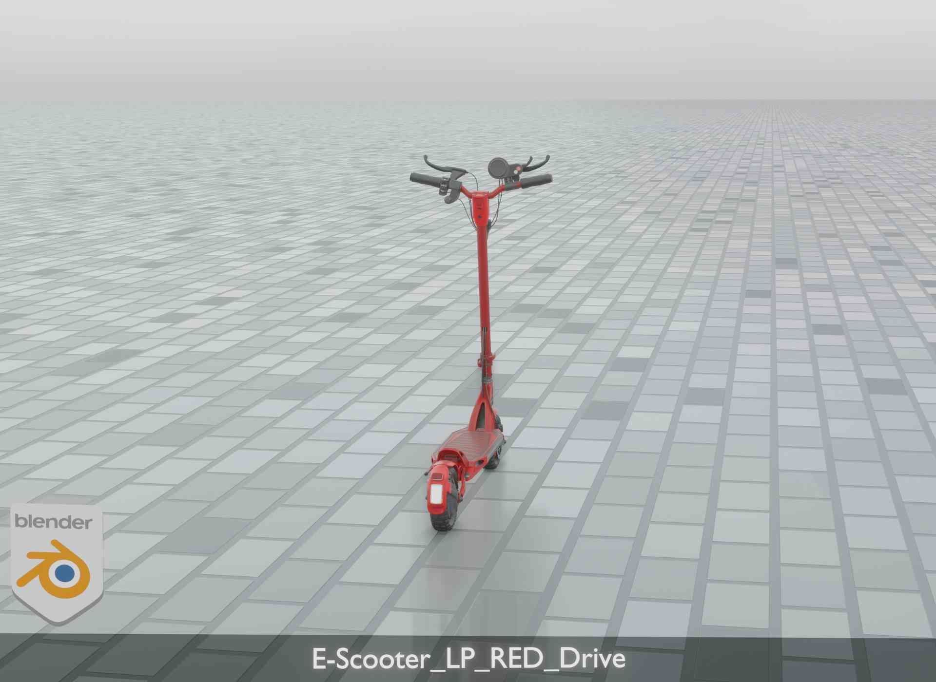 Offroad E-Scooter Red Low-poly 3D model_26