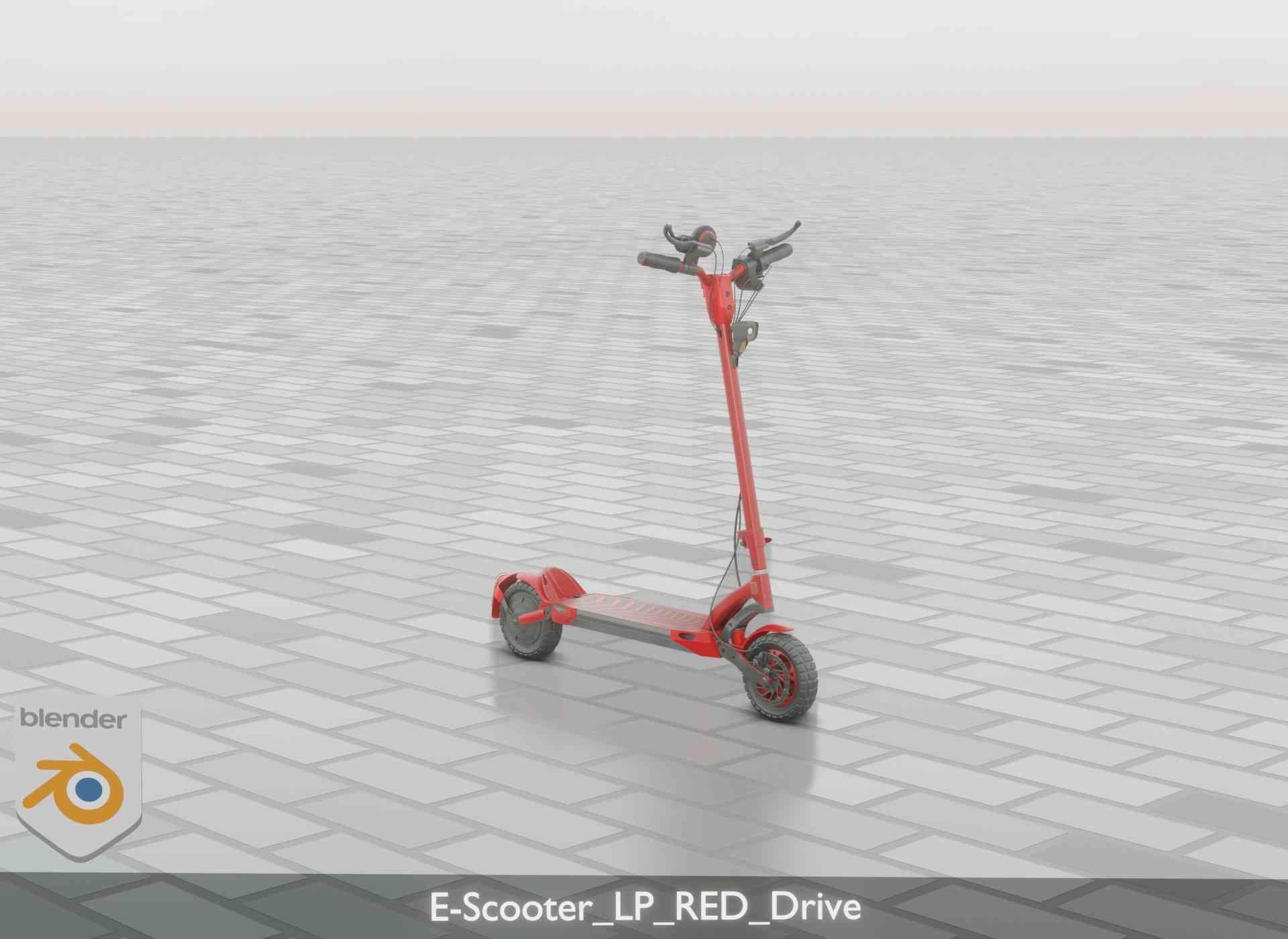 Offroad E-Scooter Red Low-poly 3D model_70