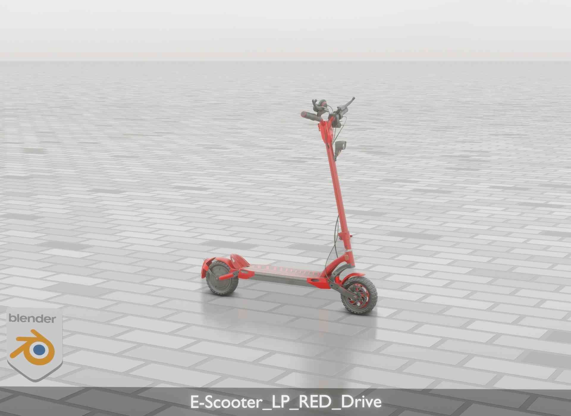 Offroad E-Scooter Red Low-poly 3D model_66