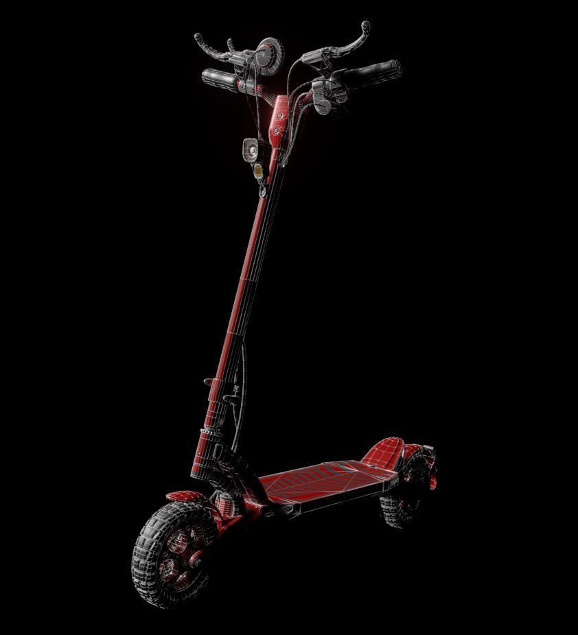 Offroad E-Scooter Red Low-poly 3D model_13