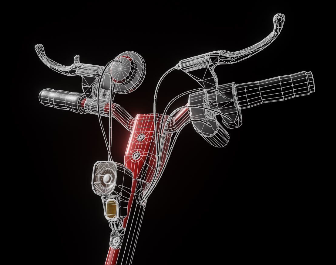 Offroad E-Scooter Red Low-poly 3D model_8