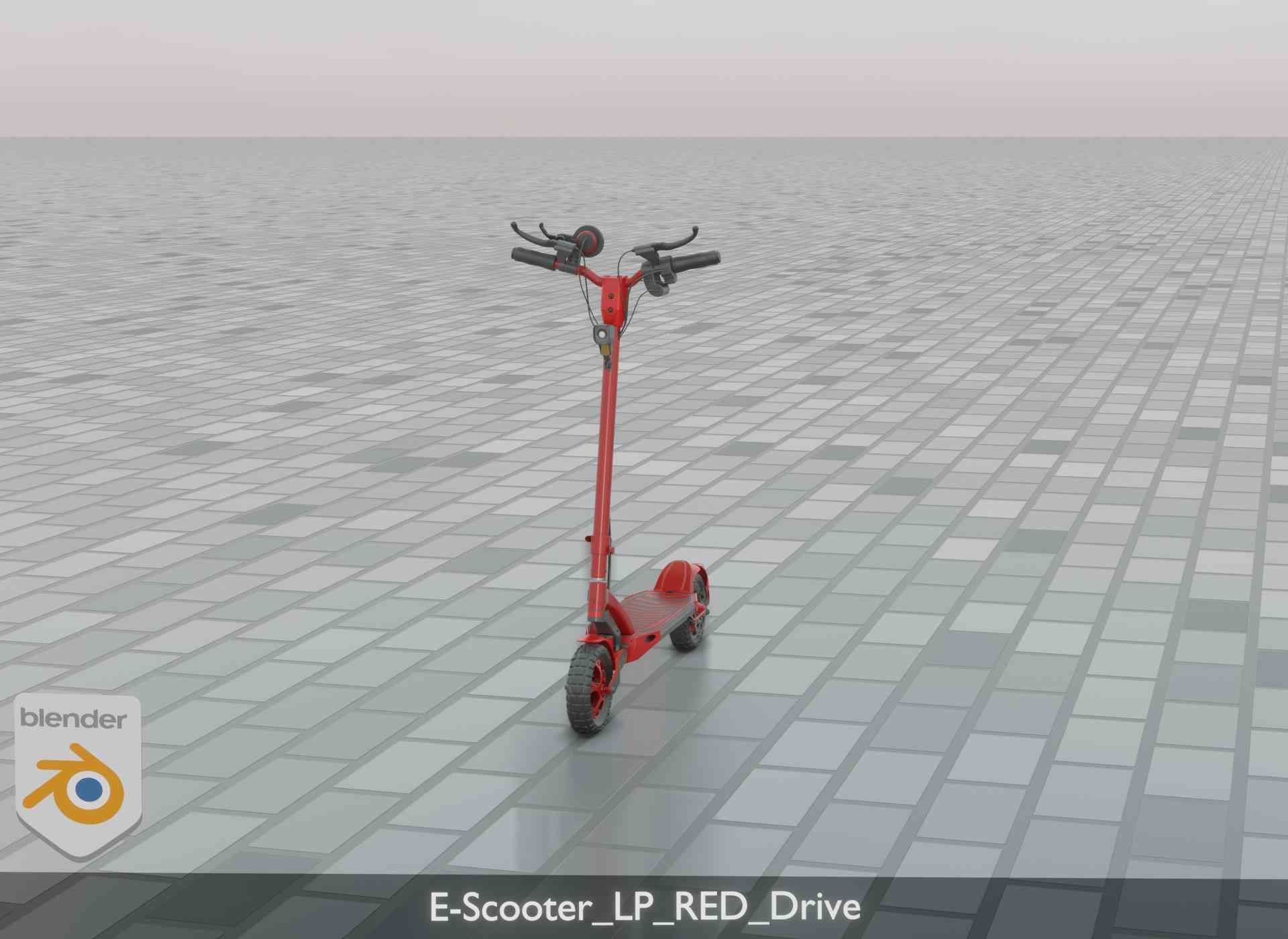Offroad E-Scooter Red Low-poly 3D model_74