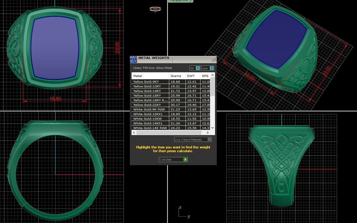 Signet with onyx insert 3D print model_5