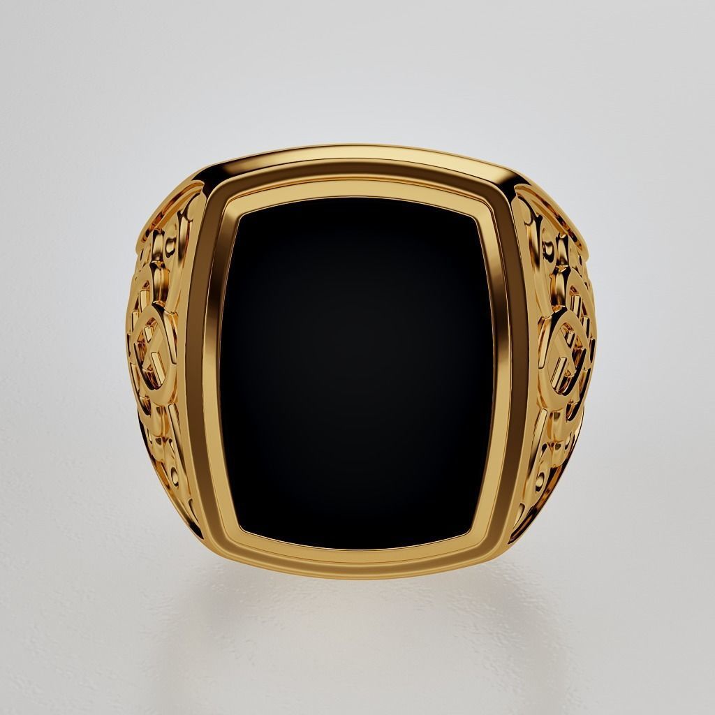 Signet with onyx insert 3D print model_3