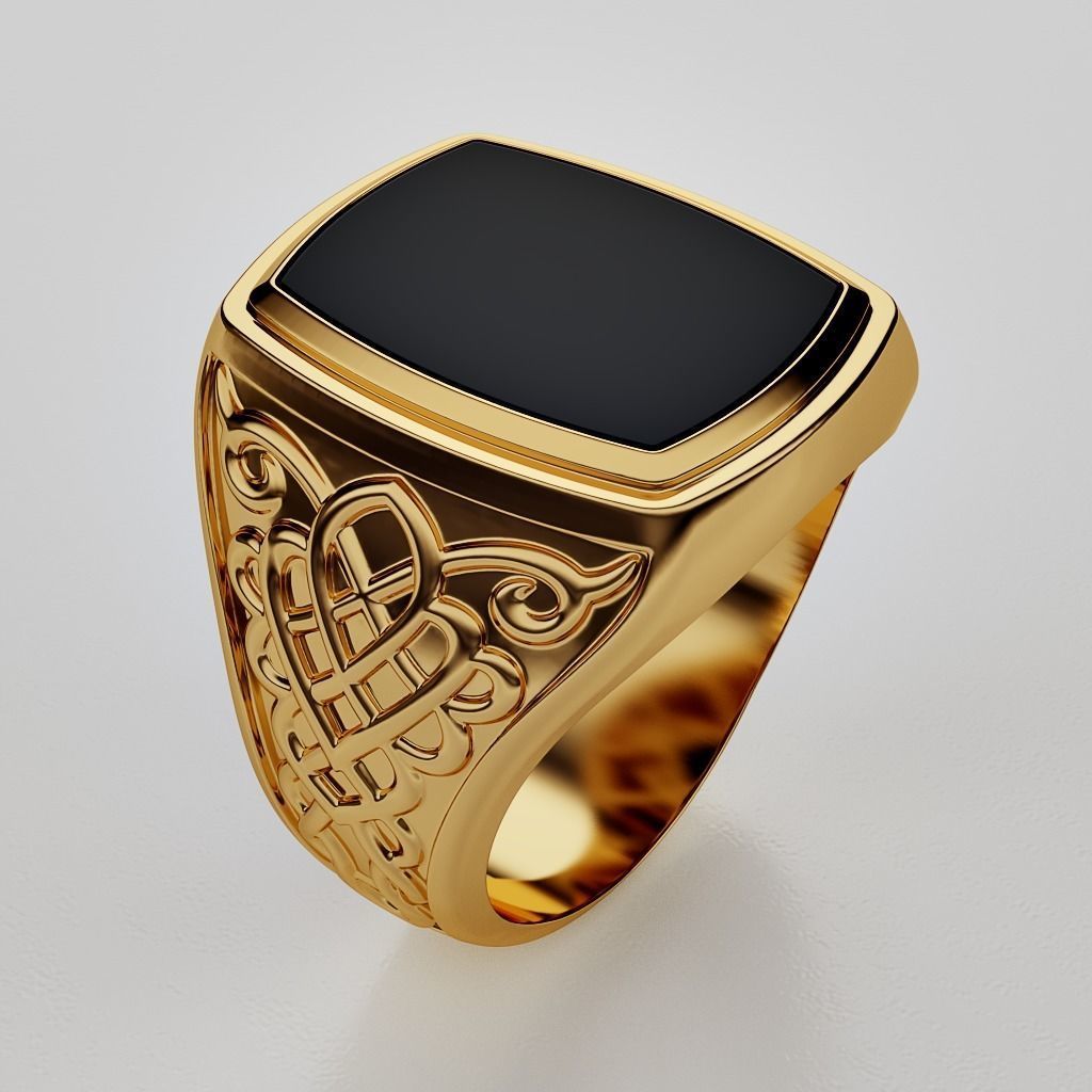 Signet with onyx insert 3D print model_2