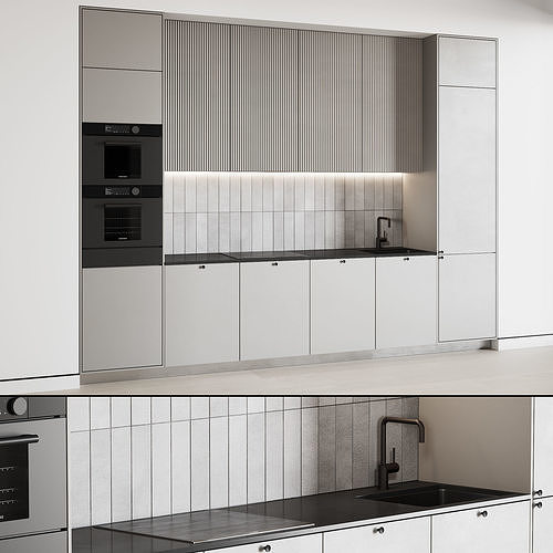 105 contemporary kitchen 02 German cold gray 3D model