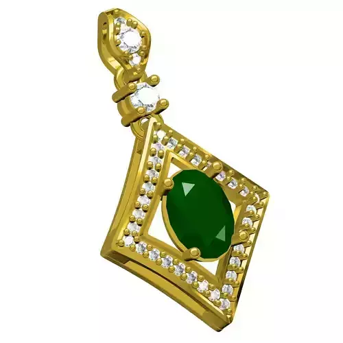 Green Oval Diamond Pendant