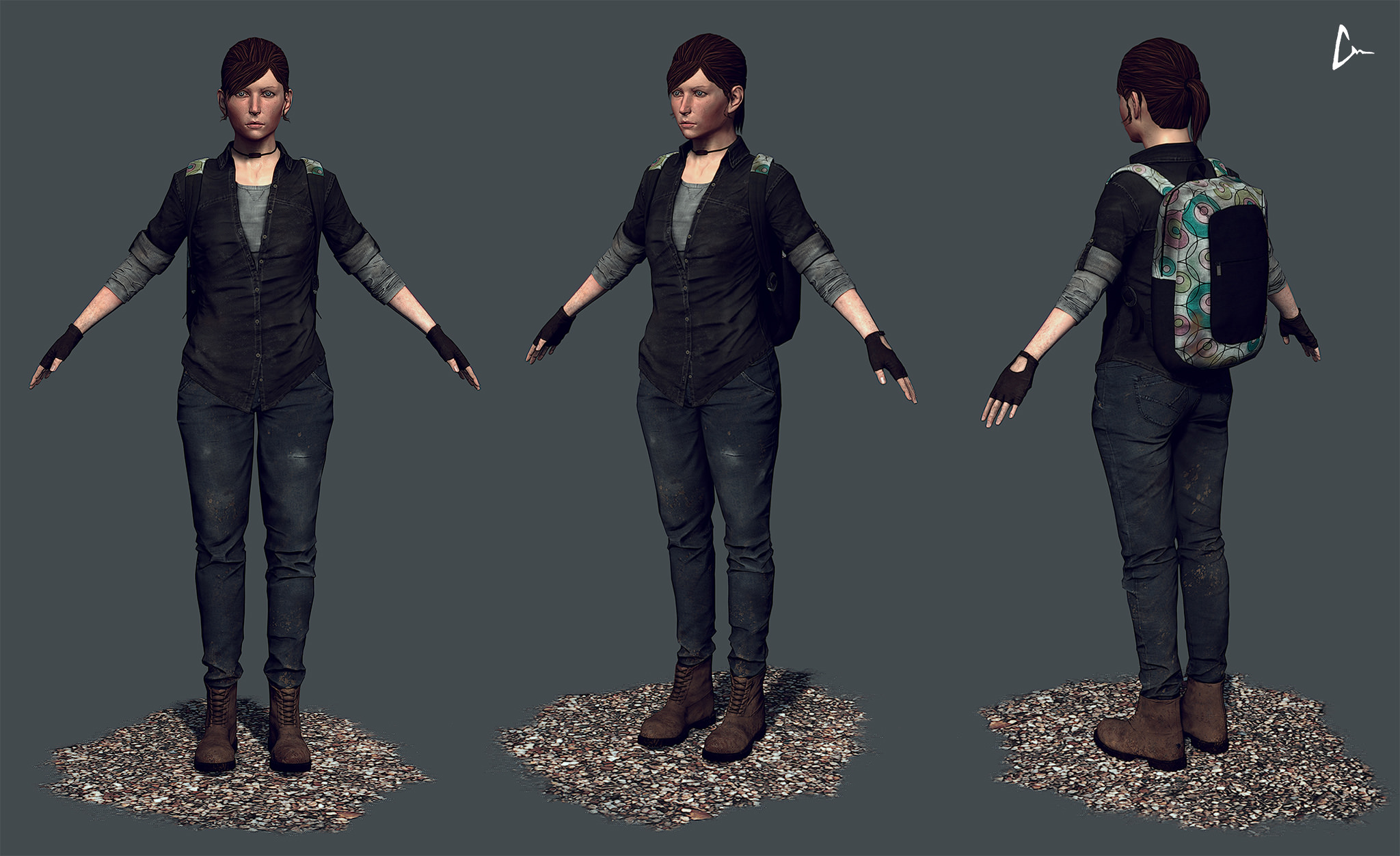 Messenger - Female Survivor Game Model Low-poly 3D model_2