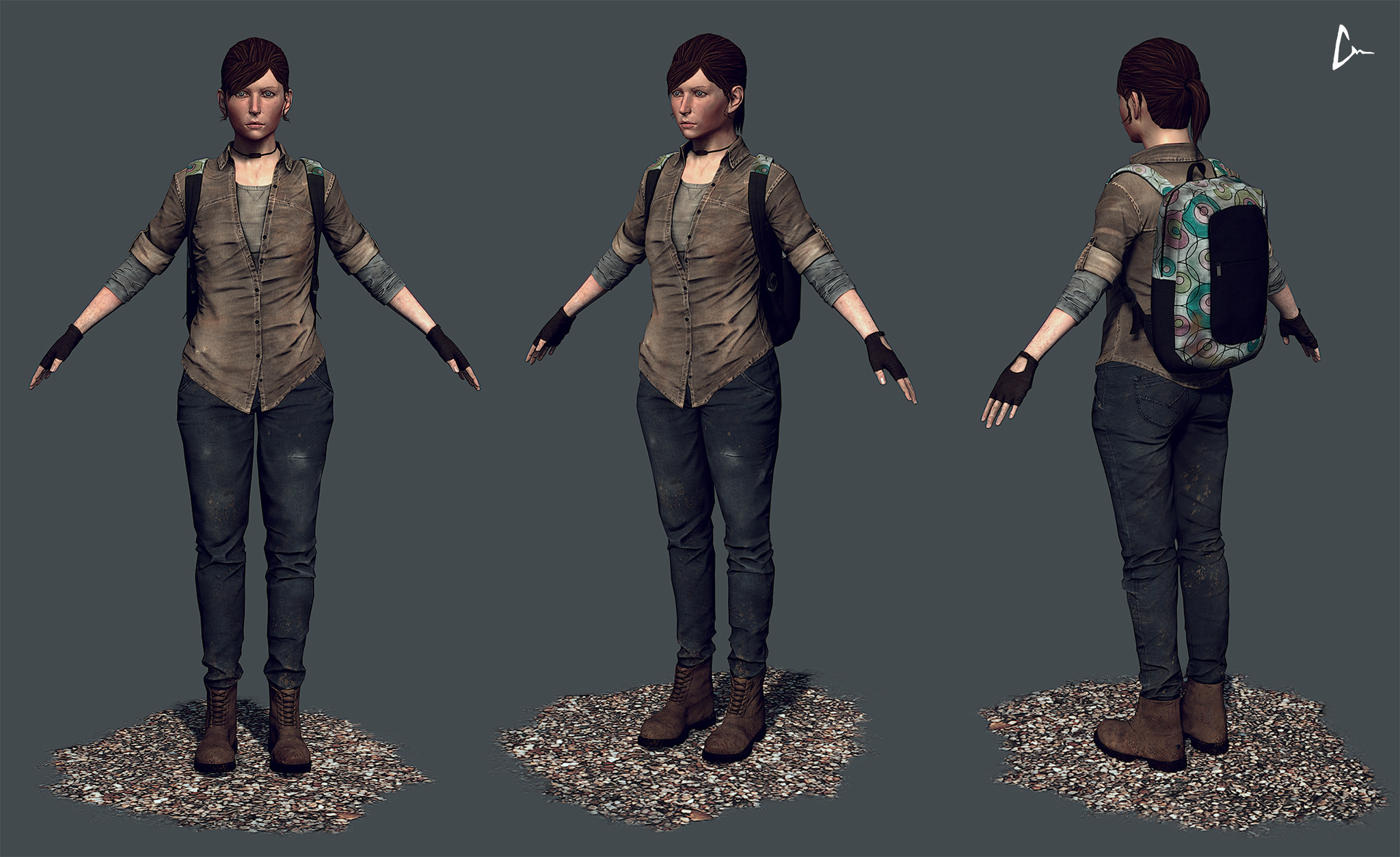 Messenger - Female Survivor Game Model Low-poly 3D model_1
