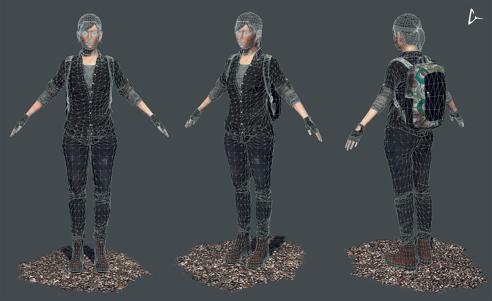 Messenger - Female Survivor Game Model Low-poly 3D model_3