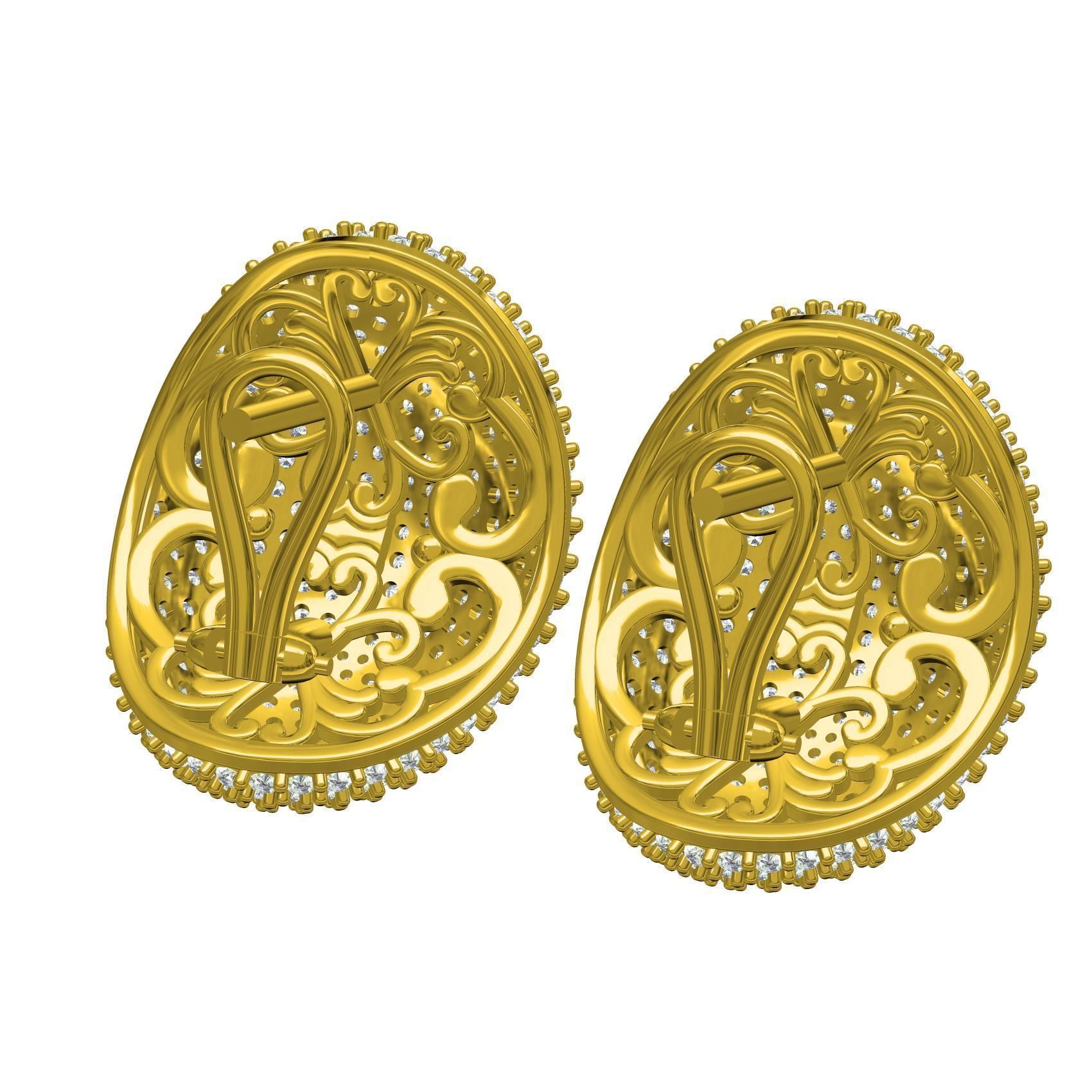 Ellipse Shape Fully Diamond Earring 3D print model_5