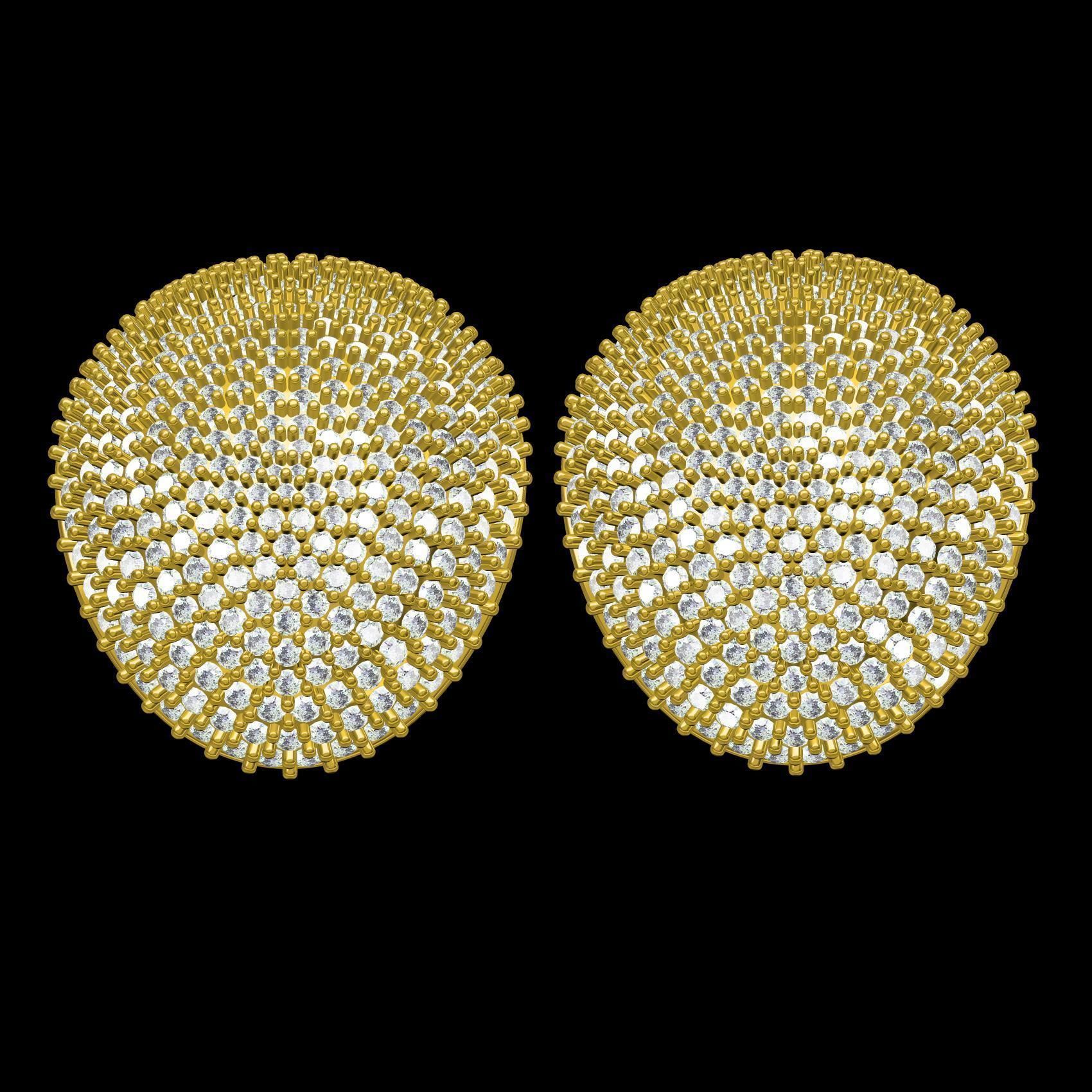 Ellipse Shape Fully Diamond Earring 3D print model_9