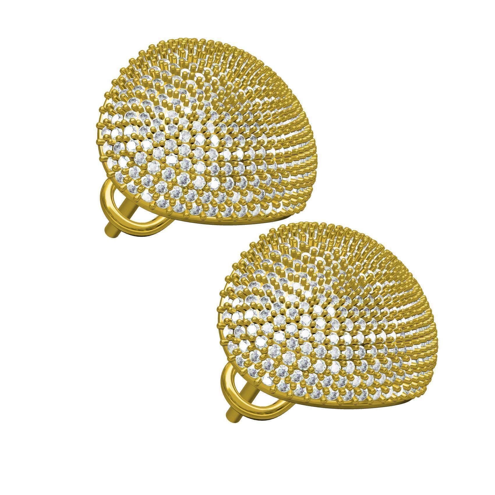 Ellipse Shape Fully Diamond Earring 3D print model_7