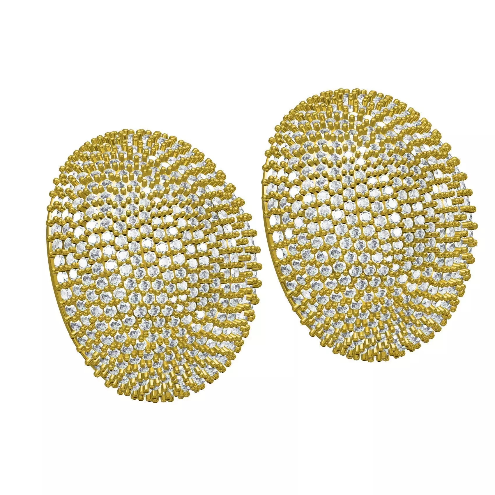 Ellipse Shape Fully Diamond Earring 3D print model_0