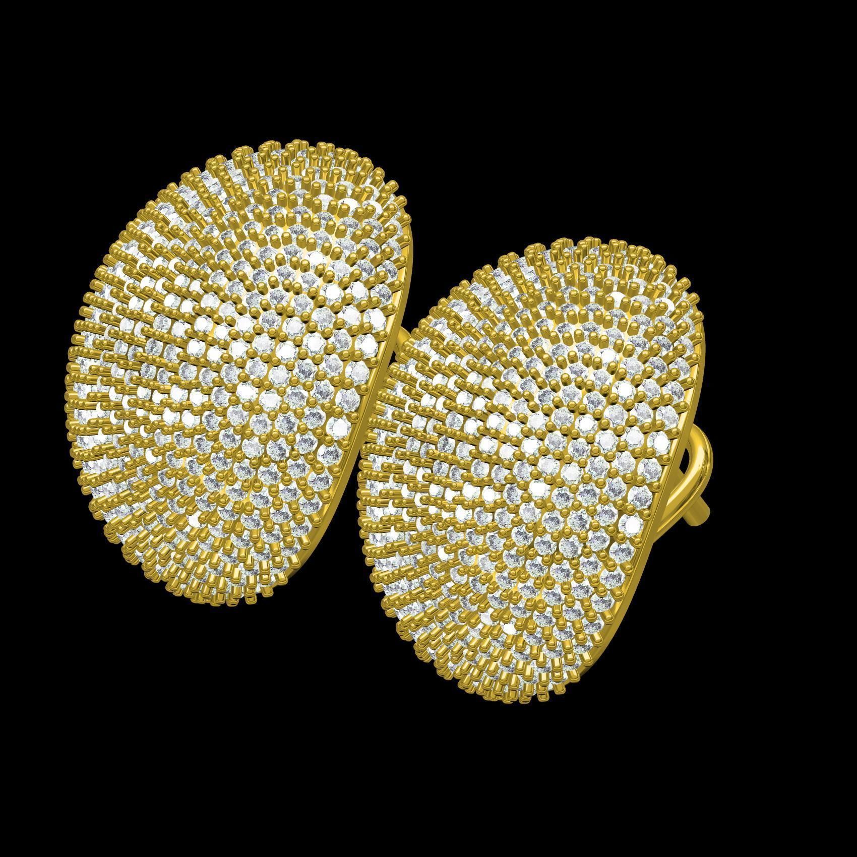 Ellipse Shape Fully Diamond Earring 3D print model_10