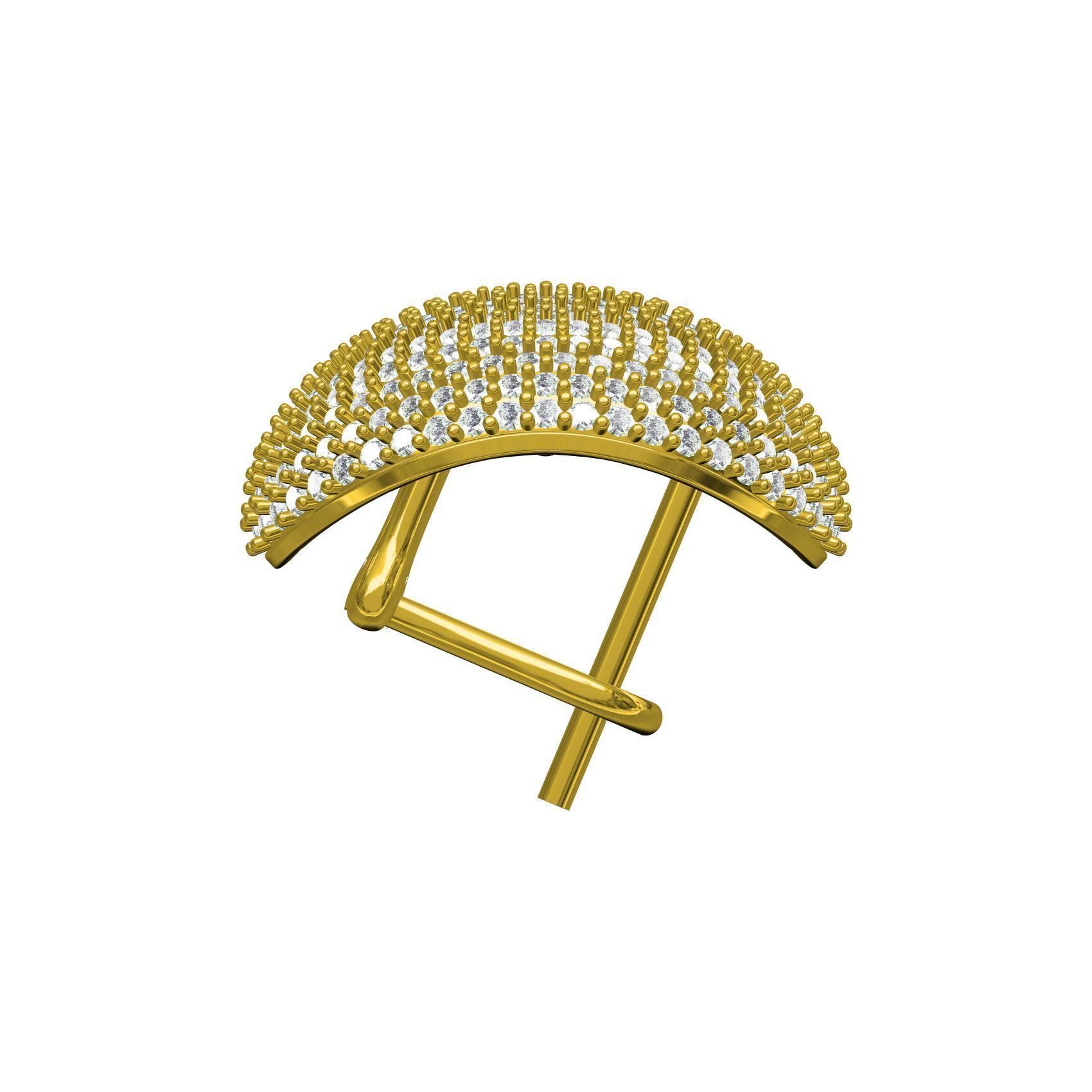 Ellipse Shape Fully Diamond Earring 3D print model_3