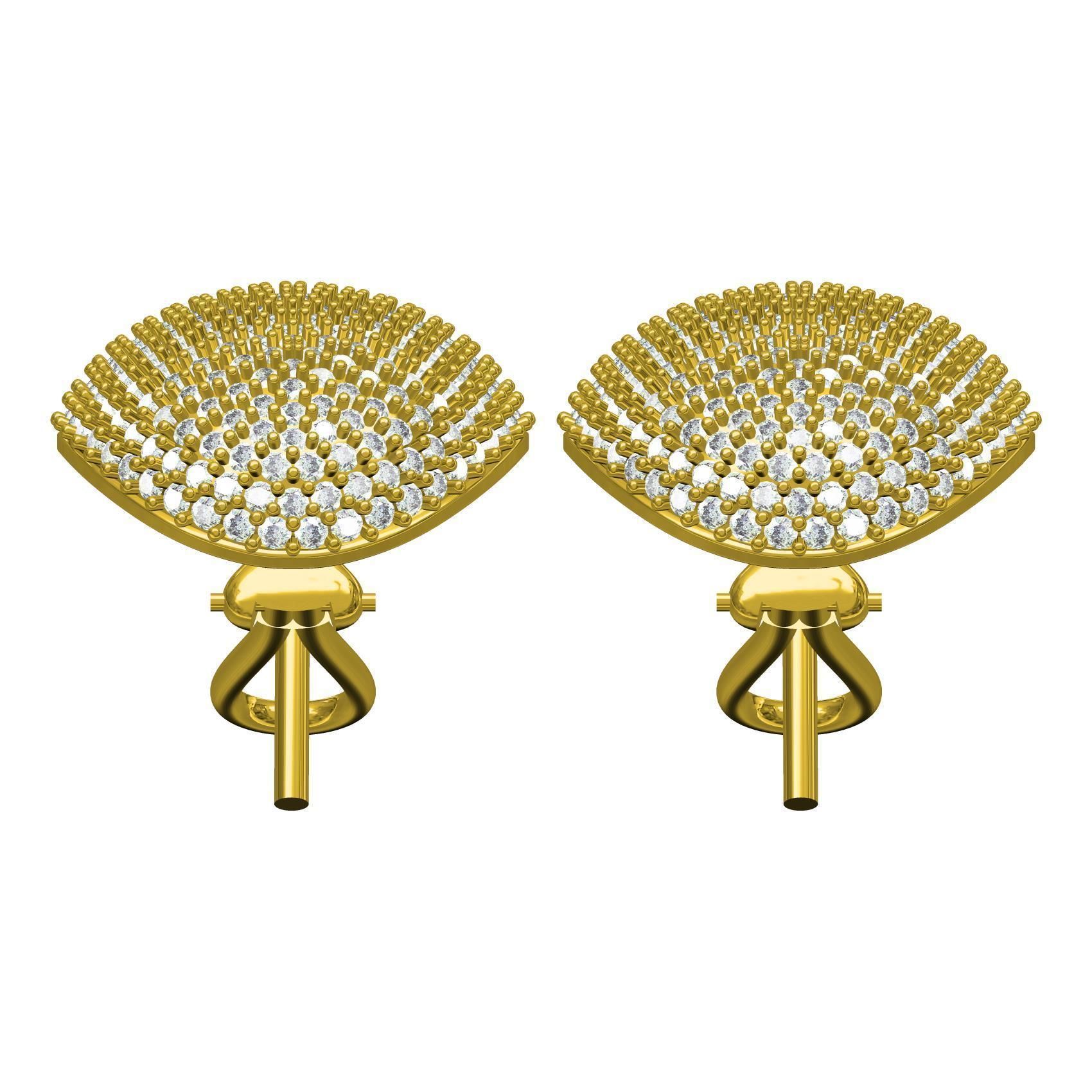 Ellipse Shape Fully Diamond Earring 3D print model_4