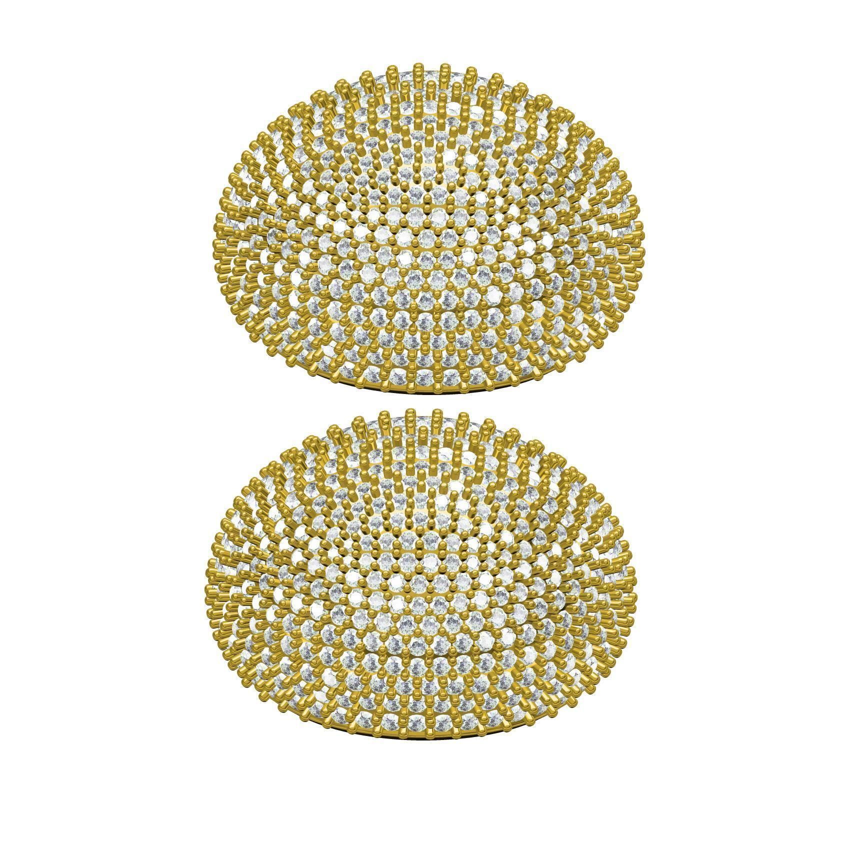 Ellipse Shape Fully Diamond Earring 3D print model_8