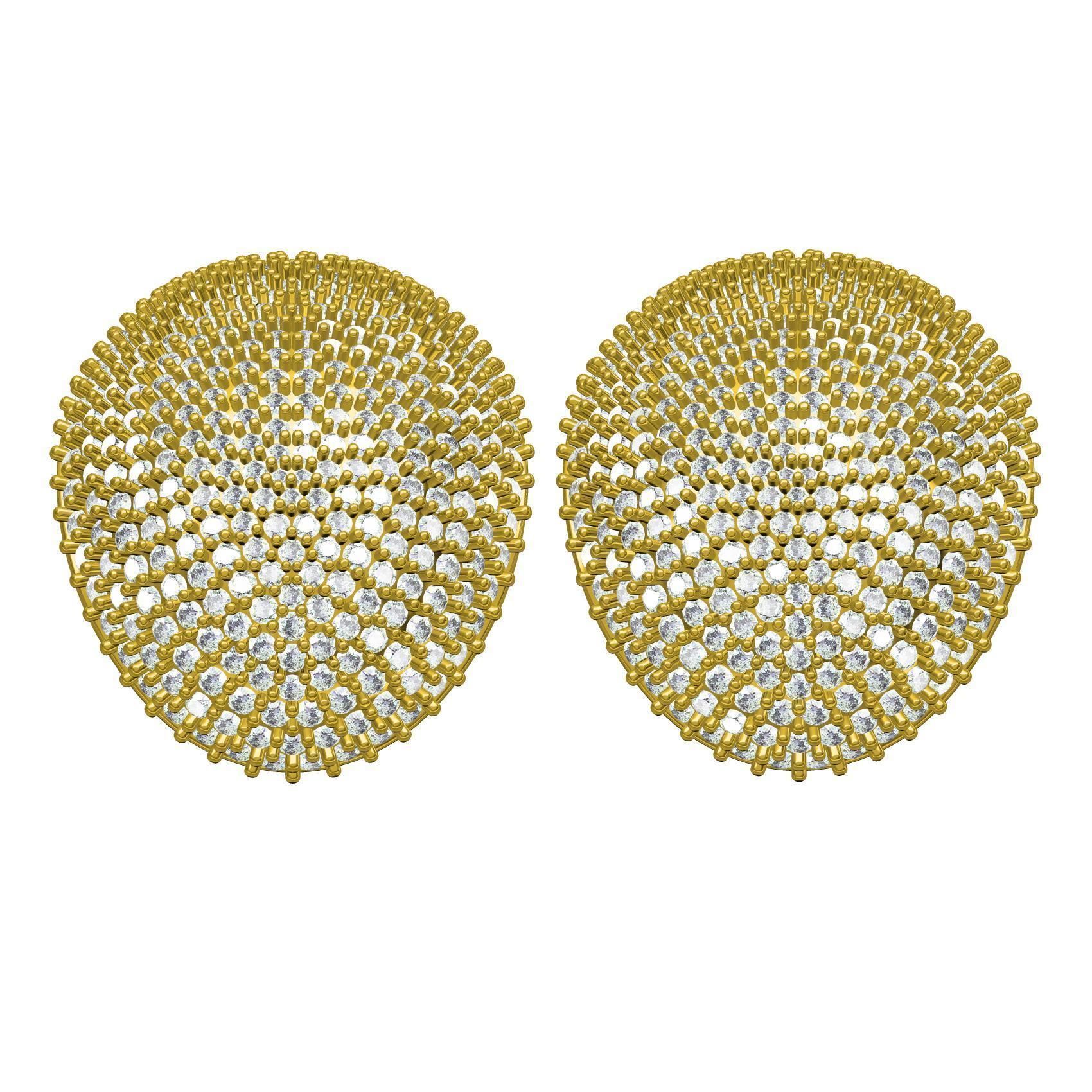 Ellipse Shape Fully Diamond Earring 3D print model_2