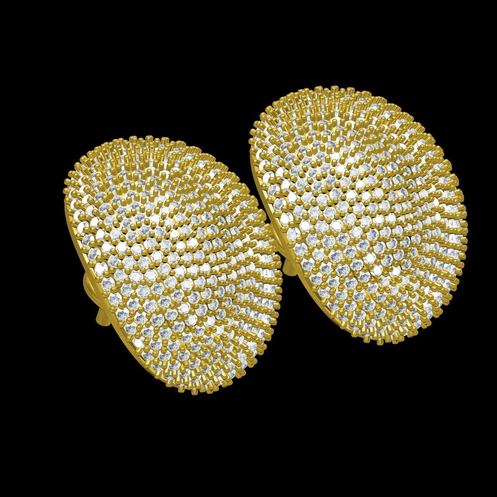 Ellipse Shape Fully Diamond Earring 3D print model_11